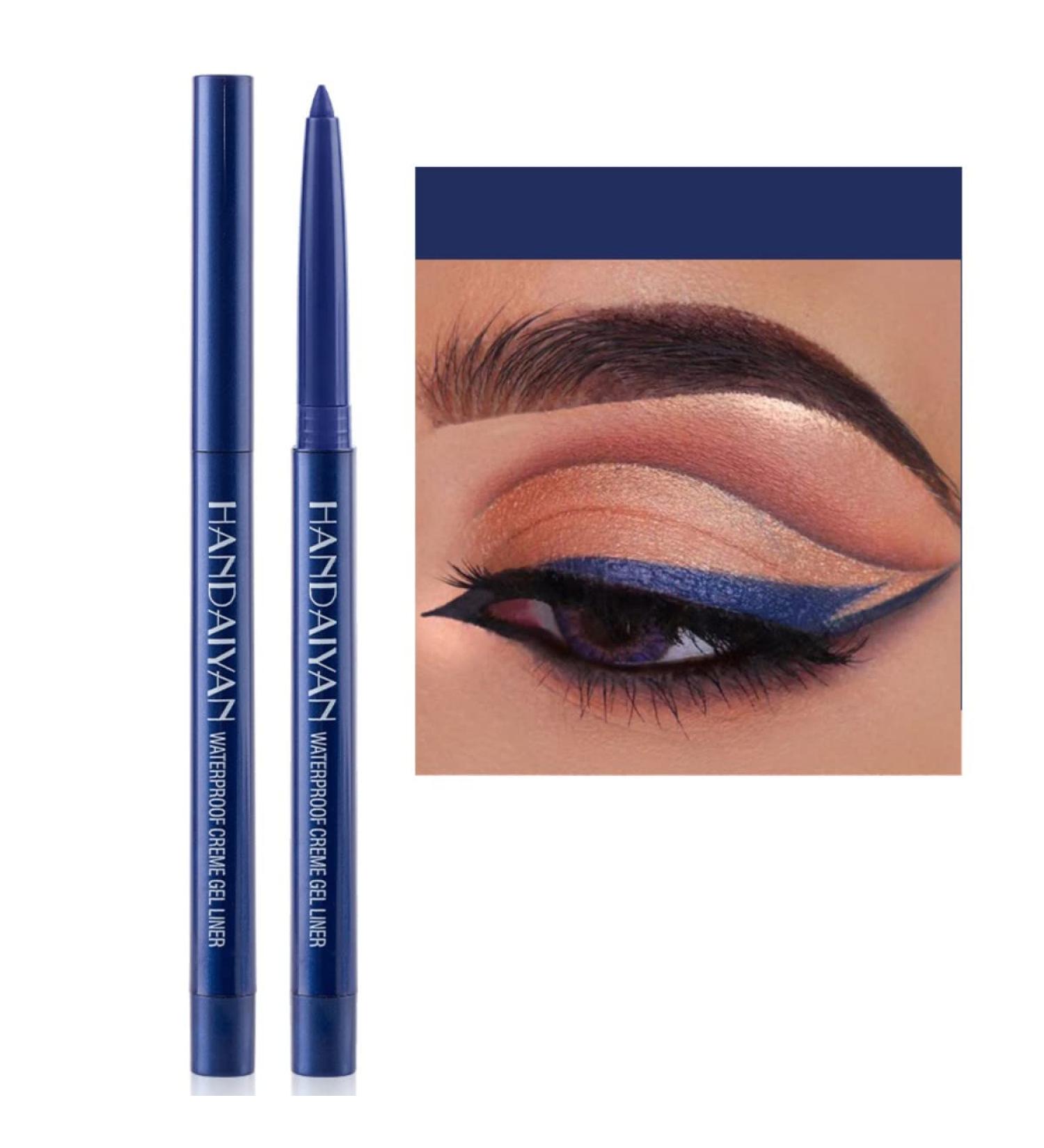Shop Dark Blue Retractable Eyeliner Pencil - Creamy Pigmented & Smudge-Proof | A-Dark Blue Shine - Buy Online on GoSupps.com