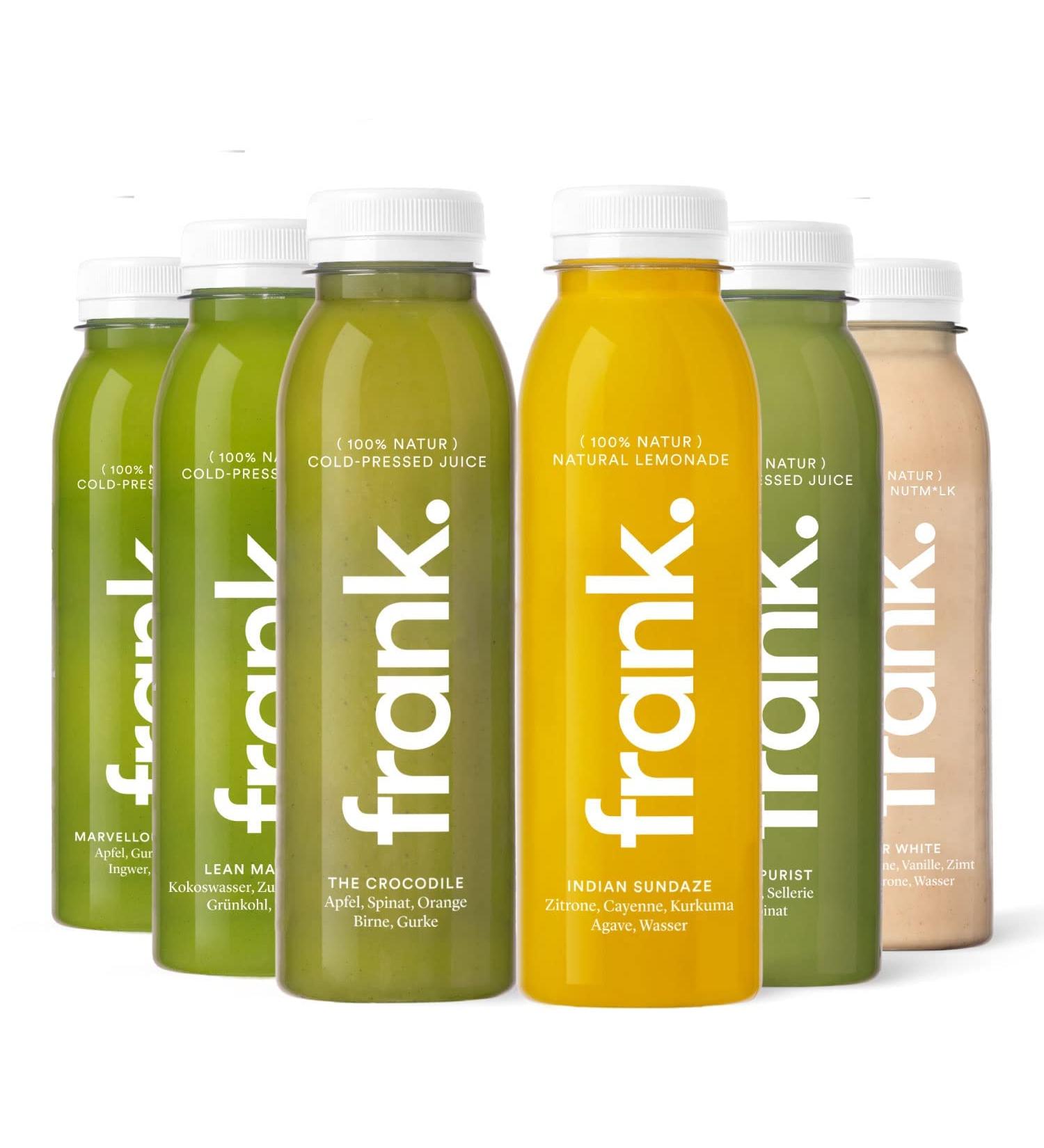 FRANK.5 Day Juice Cure - 30 Cold-Pressed Vegan Juices & Organic Gingershots for Ideal Fasting - Premium Quality - International Shipping - Buy Online on GoSupps.com