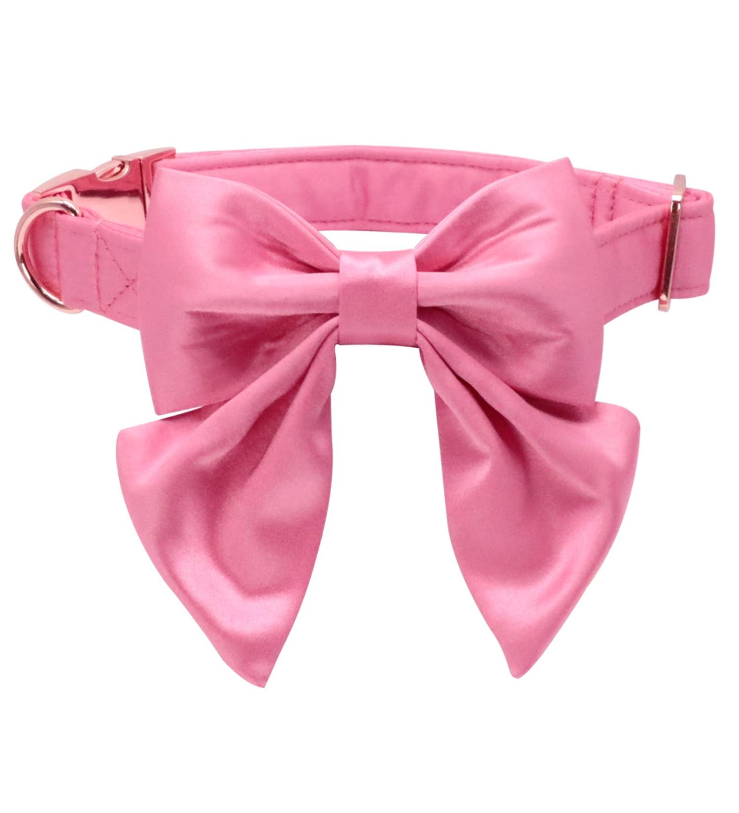 Lionet Paws Bowtie Dog Halison - Comfortable Silk Dog Collar with Removable Fly for Medium Dogs (Neck 34-55cm) - 1 Pack - Peach Color - Buy Online on GoSupps.com