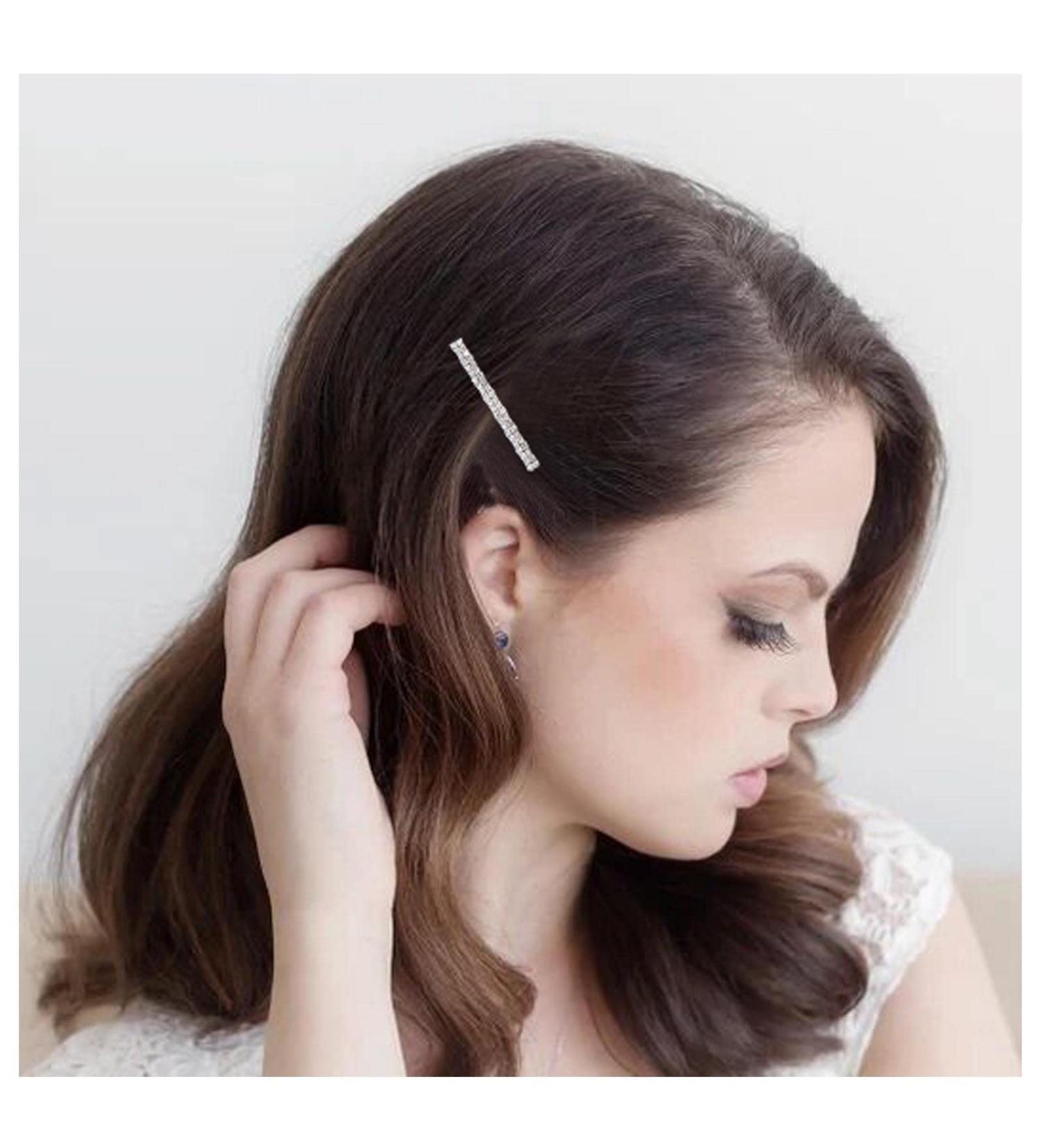 Yheakne Boho Crystal Hair Clip Pen Silver CZ Bar Hair Clip Barrette Vintage Hair Clip Pins Decorative Hair Clip Rhinestone Bar Hair Clip Shiny Bridal Hair Accessories for Women and Girls (Silver A) - Buy Online on GoSupps.com