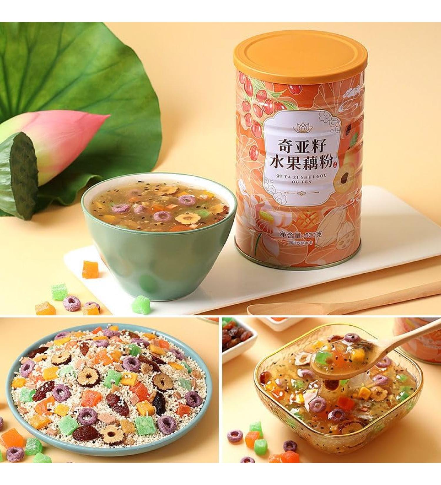 Osmanthus nut lotus root powder soup instant brewed and ready to eat red jujube nut soup rose flavored full belly snack fruit soup Nutritional breakfast gift (Rose lotus root powder 2 can) - Buy Online on GoSupps.com
