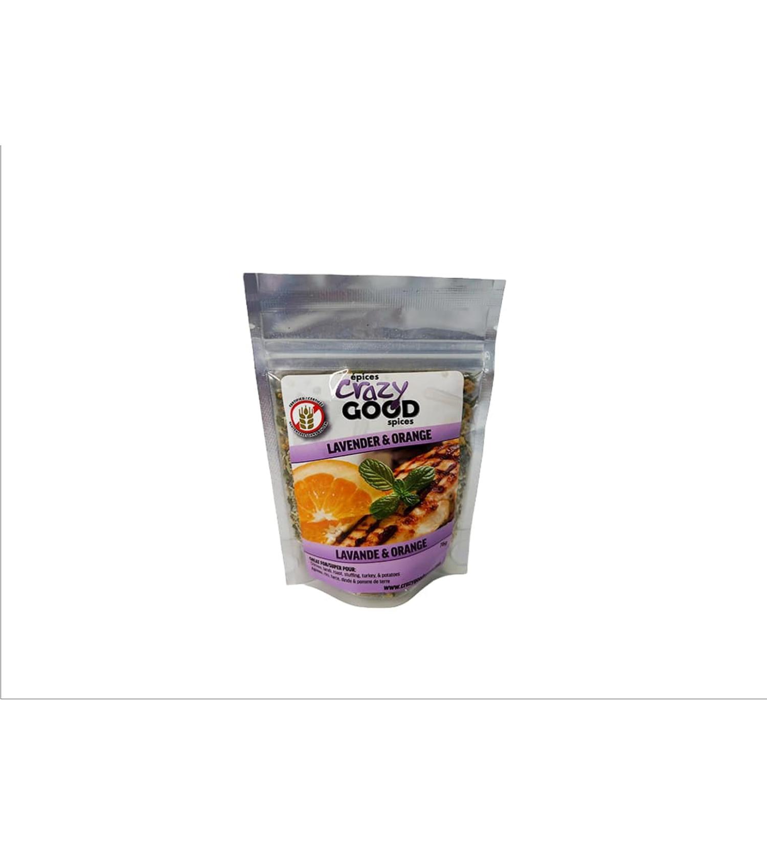 Crazy Good Spices Natural Essential Pack Certified Gluten Free From Natural Ingredients - 1 Count - Lavender & Orange flavour - Saveur de lavande et d'orange