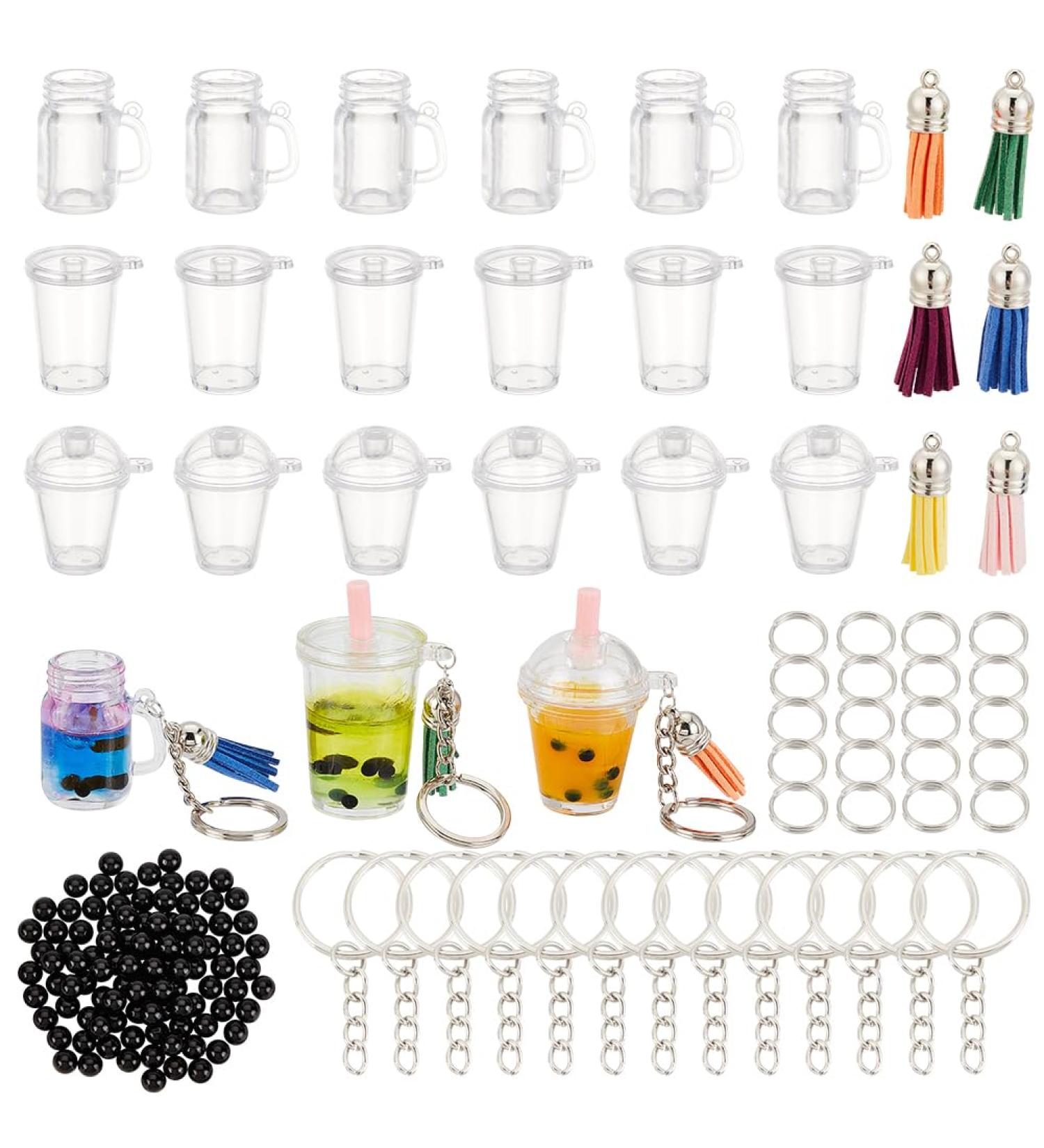 OLYCRAFT 204pcs Mini Cup Bubble Tea Keychain Kit - DIY Accessories Set for Earring Making with Rings, Tassels, Bubbles, Straws - No Glue Milky Tea Cup Pendant - Buy Online on GoSupps.com