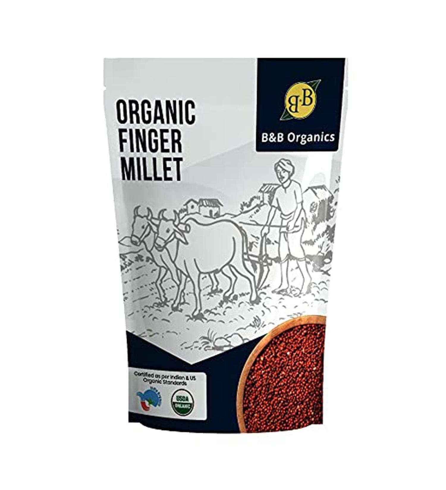B&B Organics Finger Millet (Ragi) 500g - Gluten Free Indian Millet | USDA Certified - Buy Online on GoSupps.com