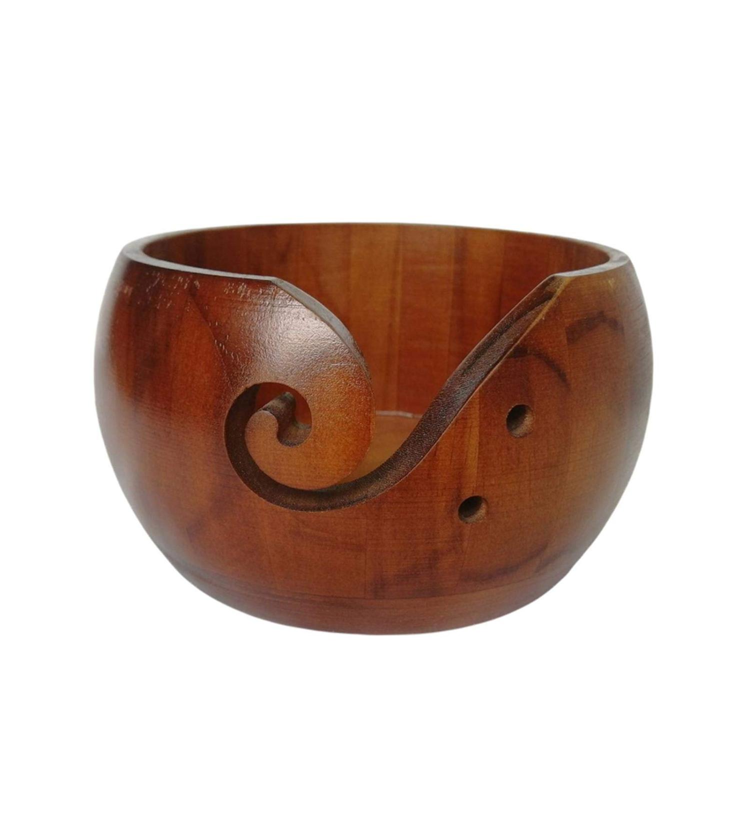 Beiyoule Handmade Bamboo Yarn Bowl - Knitting Wool Holder for Crochet and Embroidery - Wine Red - Buy Online on GoSupps.com