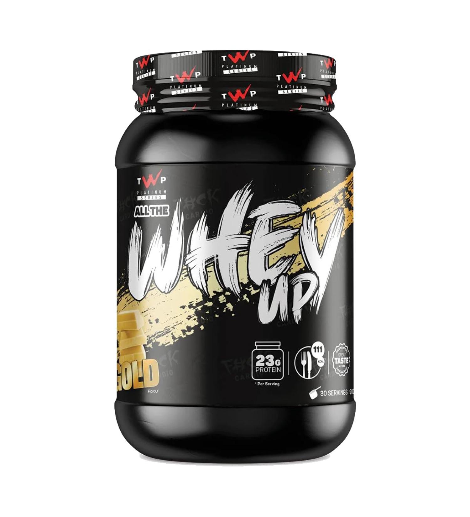 TWP Nutrition Platinum Series All The Whey Up Protein Powder Shake 23g Whey Protein Low Fat Low Carbs 2.1kg/900g & 70/30 Servings (Gold 900g) Gold 900g - Buy Online on GoSupps.com