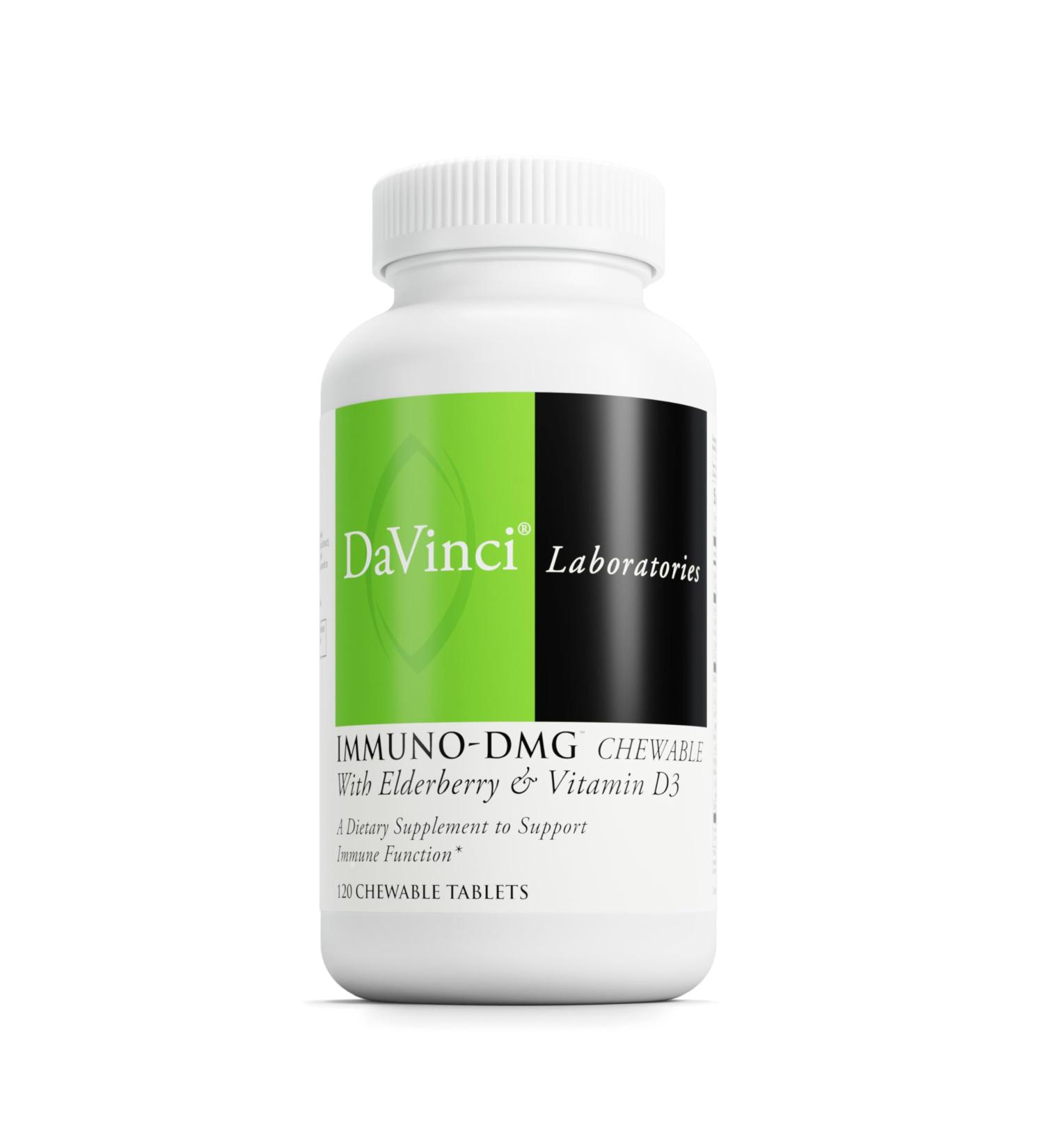 DAVINCI Labs Immuni-DMG Chewable with Elderberry and Vitamin D3 - Dietary Supplement to Support Cell and Immune Health* - with Vitamin C D3 E Black Elderberry DMG and More - 120 Chewable Tablets - Buy Online on GoSupps.com