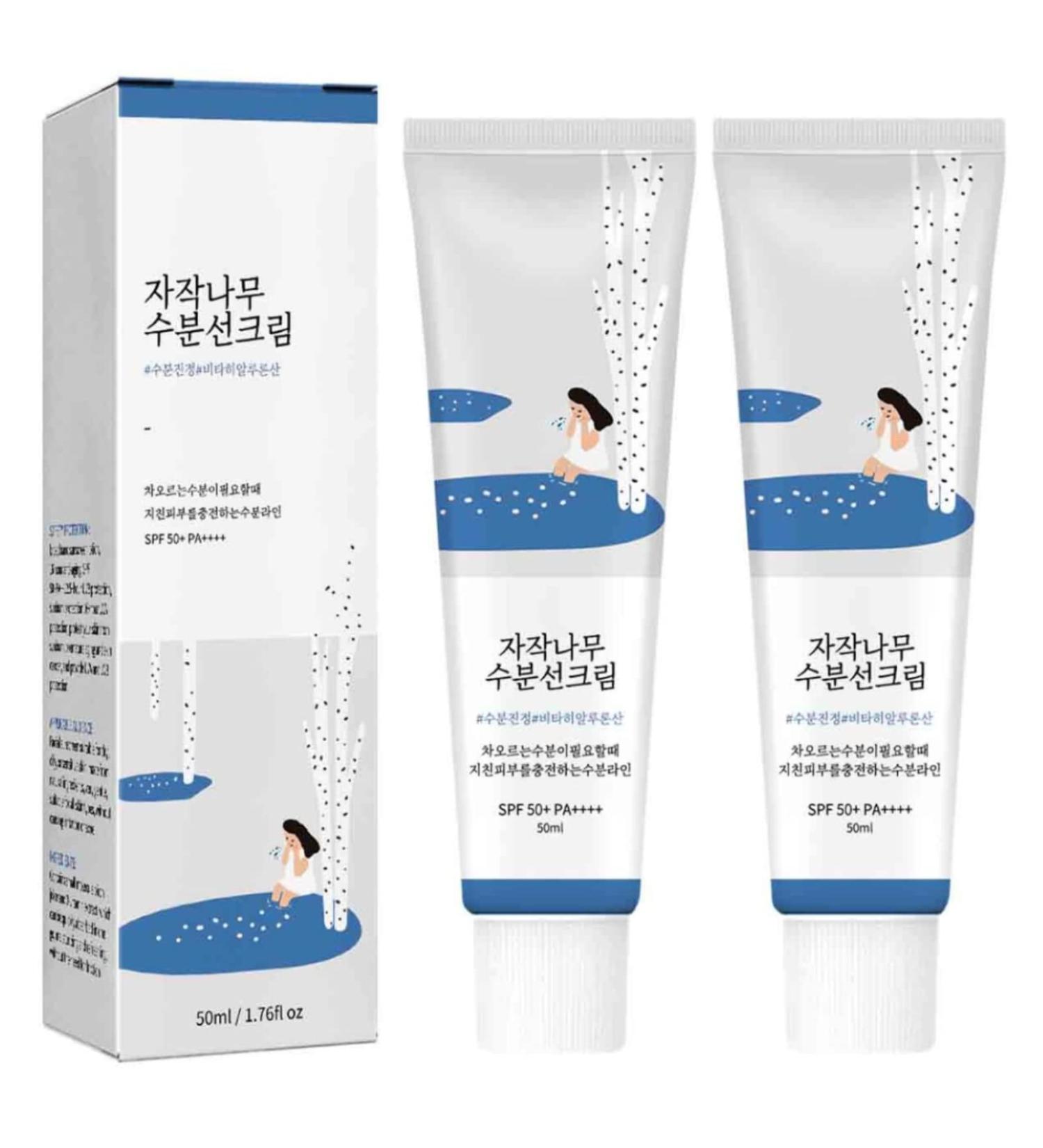 Birch Juice Moisturising Sunscreen - 2 Pack, 1.69 Oz, Organic SPF50 PA++++ Korean Skin Care for All Skin Types - Buy Online on GoSupps.com