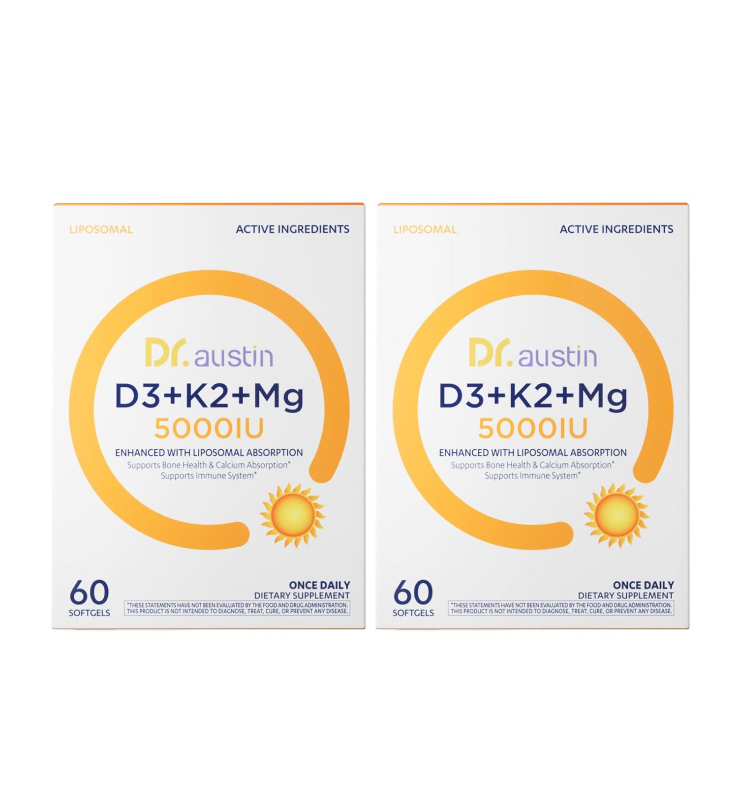 Dr. Austin Liposomal Vitamin D3 with K2 & Magnesium | Nano Targeted Delivery for High Absorption | Prenatal & Daily Immune Support | 120 Softgels (2)