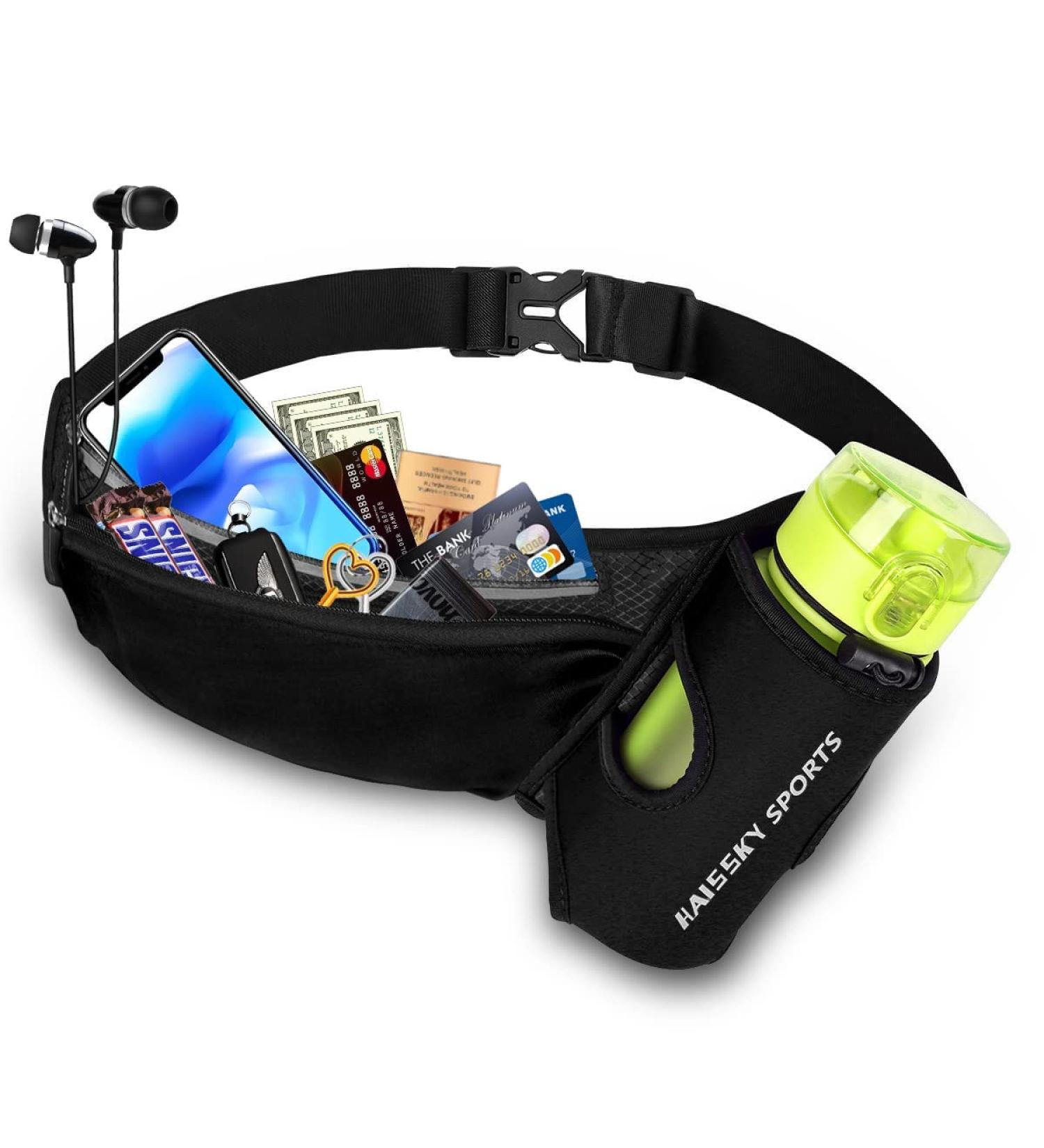 Buy Returning Belt for Cell Phone with Bottle Bracket - Fits iPhone 13 Pro Galaxy A31 Huawei | Jogging Hip Pocket Bag - Black - Buy Online on GoSupps.com