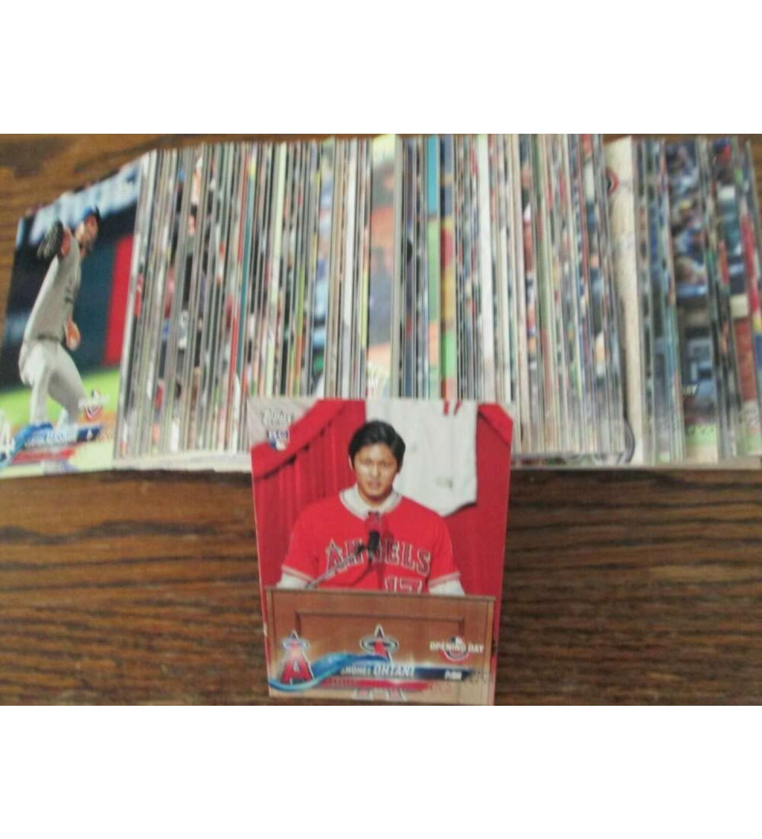 2018 Topps Opening Day Hand Collated Complete Baseball Set of 200 Cards Includes (Clayton Kershaw, Kris Bryant, Mike Trout, Buster Posey, Nolan Arenado, Yasiel Puig, Cody Bellinger, Giancarlo Stanton, Ichiro, Amed Rosario, Aaron Judge, Gary Sanchez, Rhys 