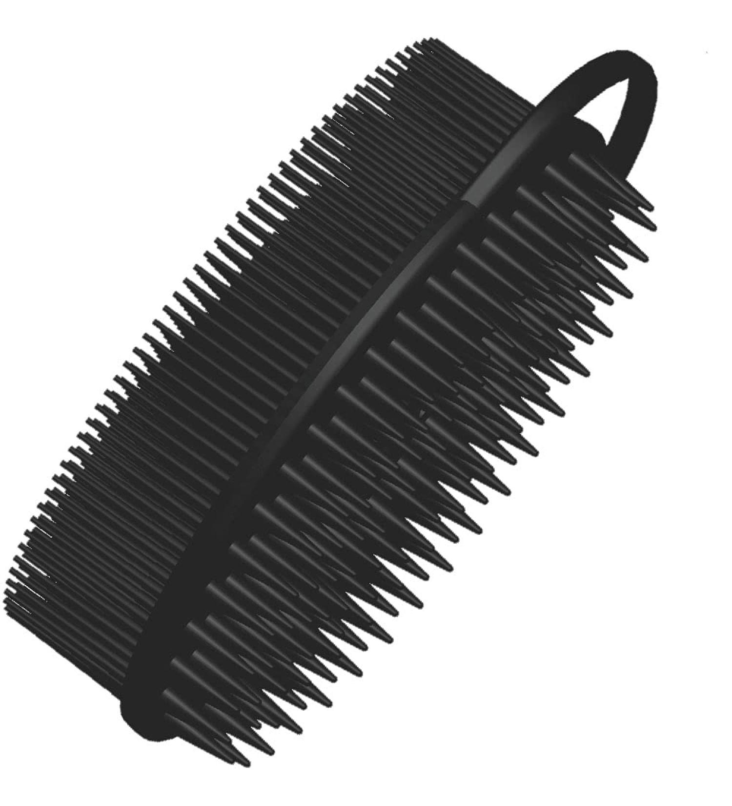 Avilana Exfoliating Silicone Body Scrubber & Scalp Massager - 2 in 1 Bath Brush, Easy to Clean, Hygienic & Long Lasting - Black - Buy Online on GoSupps.com
