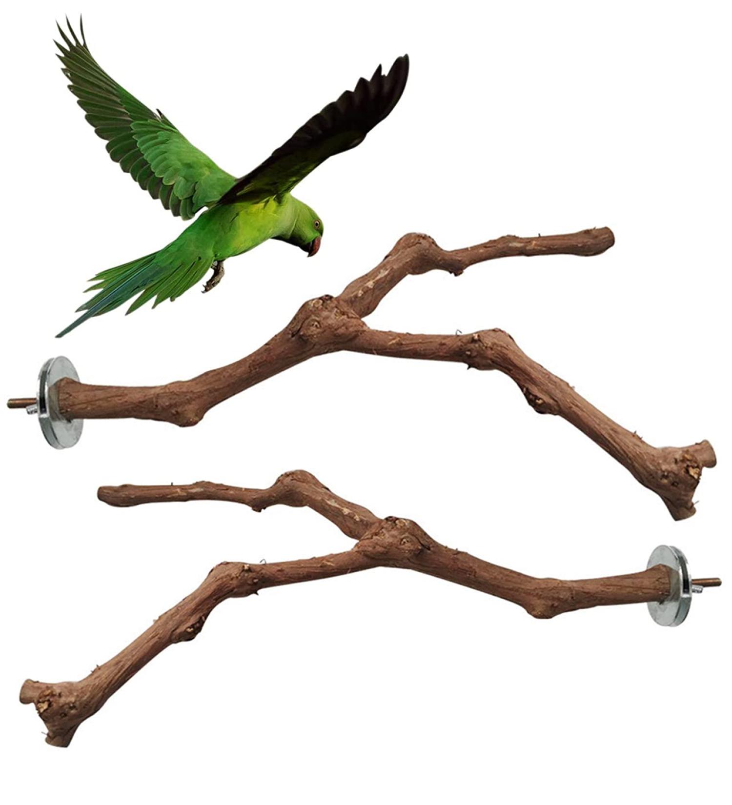 Natural Wood Bird Cage Platforms - Ockyunoo 2 Piece Set | Perfect Bird Seat Rods & Bubble Rods for Nymphensittich - Buy Online on GoSupps.com