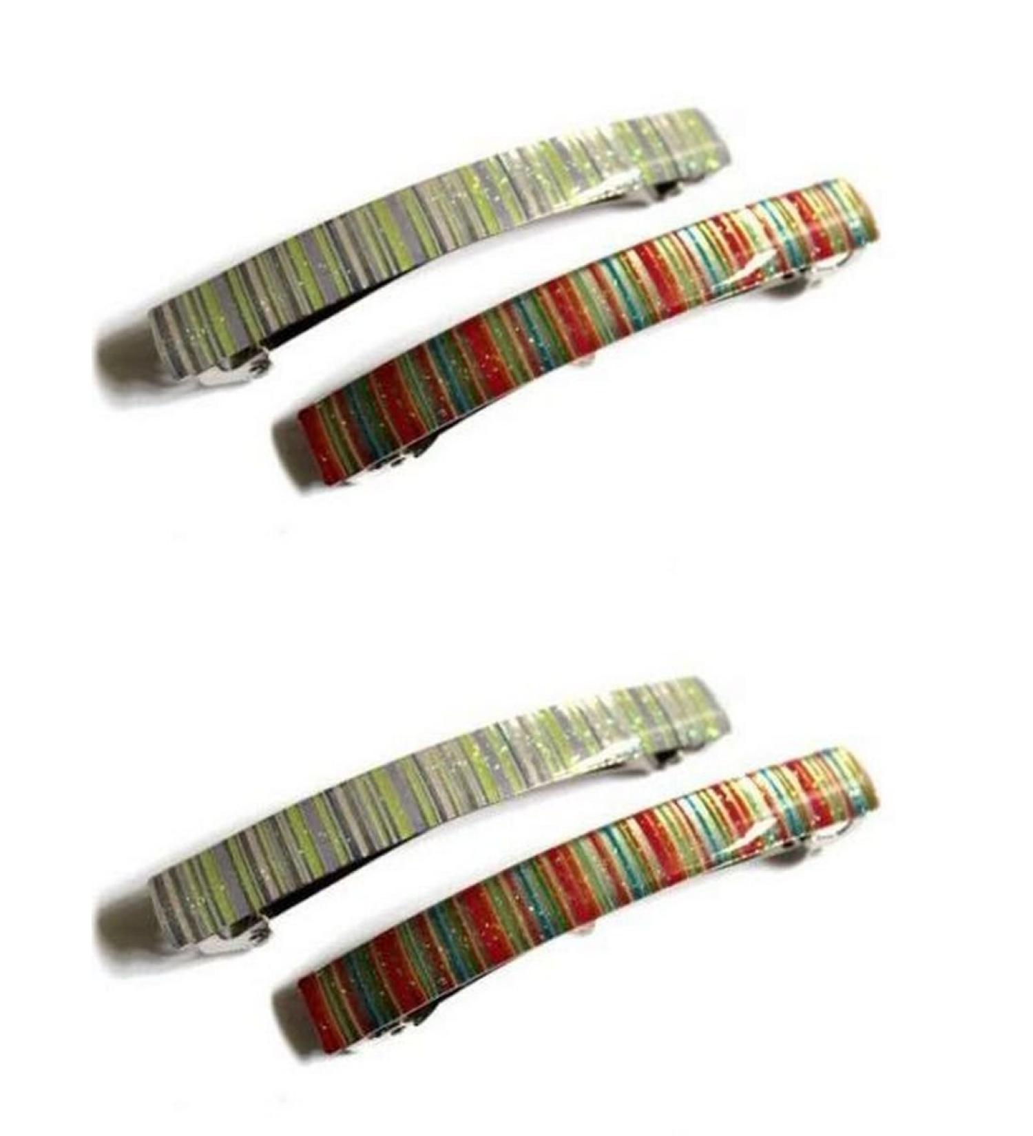 Hair Clips 4 Pieces Beautiful Striped Plastic Hair Clips With Spring Clasp Clips French Hair Clip