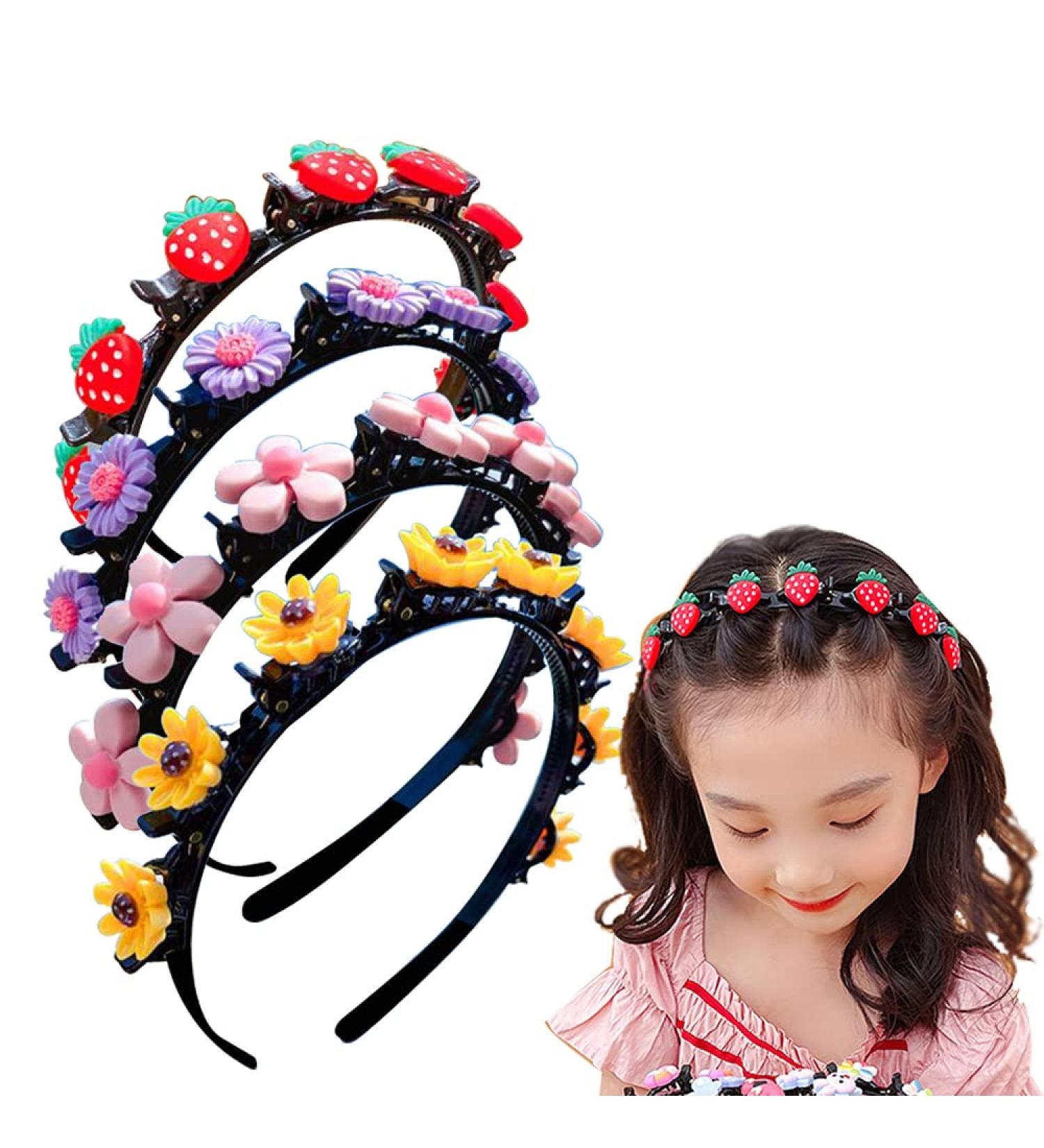 Sweet Princess Hairstyle Hairpin for Girls - Double Layer Headbands with Clips - Twist Plait Fashion Hair Hoops - 4Pcs - Buy Online on GoSupps.com