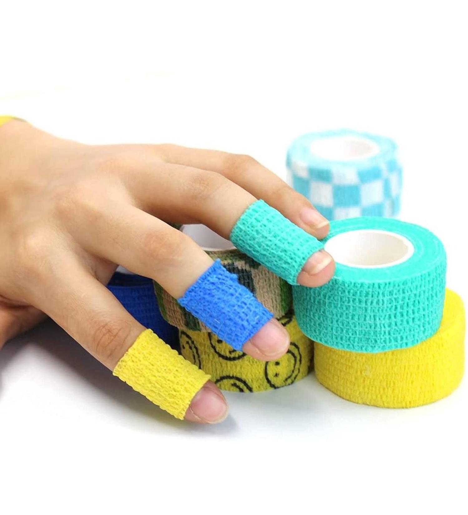 Sport Self Adhesive Bandage Finger Tape 2.5cm Wide x 5m Length Elastic Breathable Cloth Tape - Buy Online on GoSupps.com