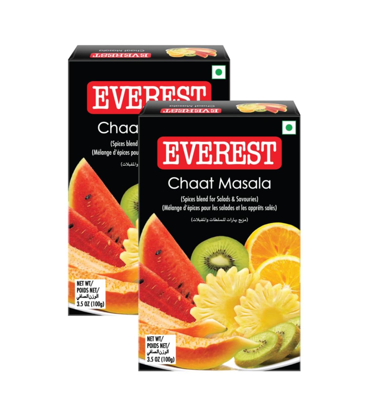 Everest Various Seasoning Masala Powder - A Mixture of Spices Adds Taste - Aromatic & Enhances the flavor of the meal - Simplifies & Speeds Up The Cooking Process (Chaat Masala 100g Pack of 2)