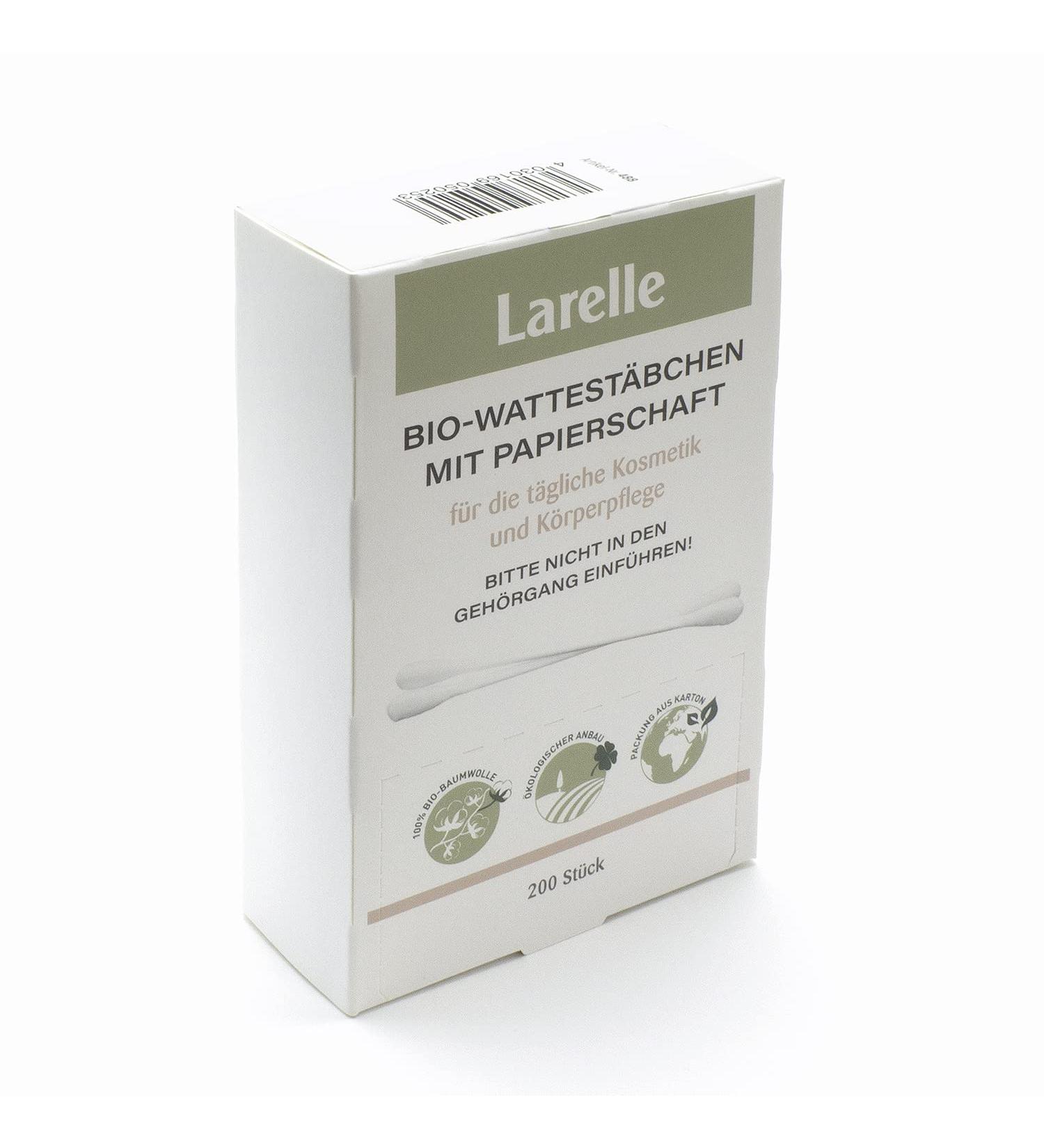 Larelle Bio Wattstabchen 200 pcs - GOTS Ecocert Eco-Friendly Cotton Swabs for Daily Cosmetics & Body Care - Buy Online on GoSupps.com