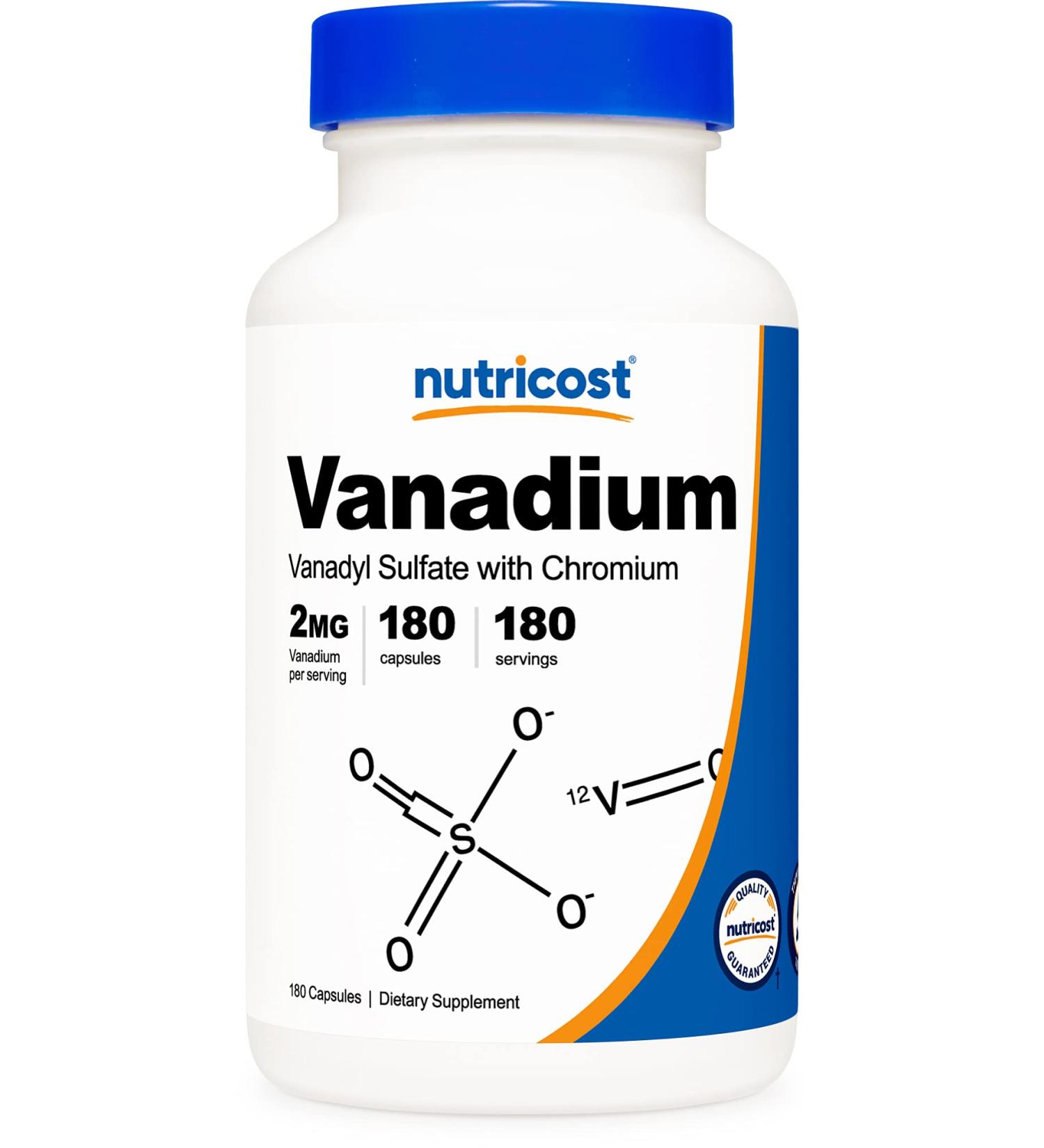 Nutricost Vanadium + Chromium 2mg 180 Vegetarian Capsules | Gluten Free Non-GMO Supplement - Buy Online on GoSupps.com