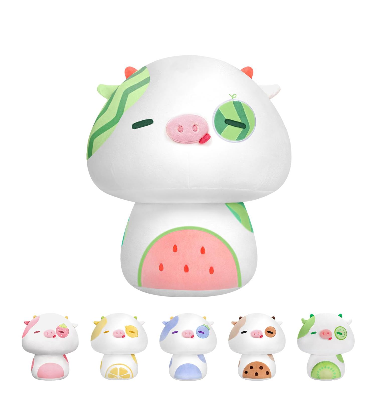 Mewaii 14 Soft Watermelon Cow Mushroom Pillow Stuffed Animal Plush - Cuddly White Cow Toy for Kids | 14 Inch - Buy Online on GoSupps.com