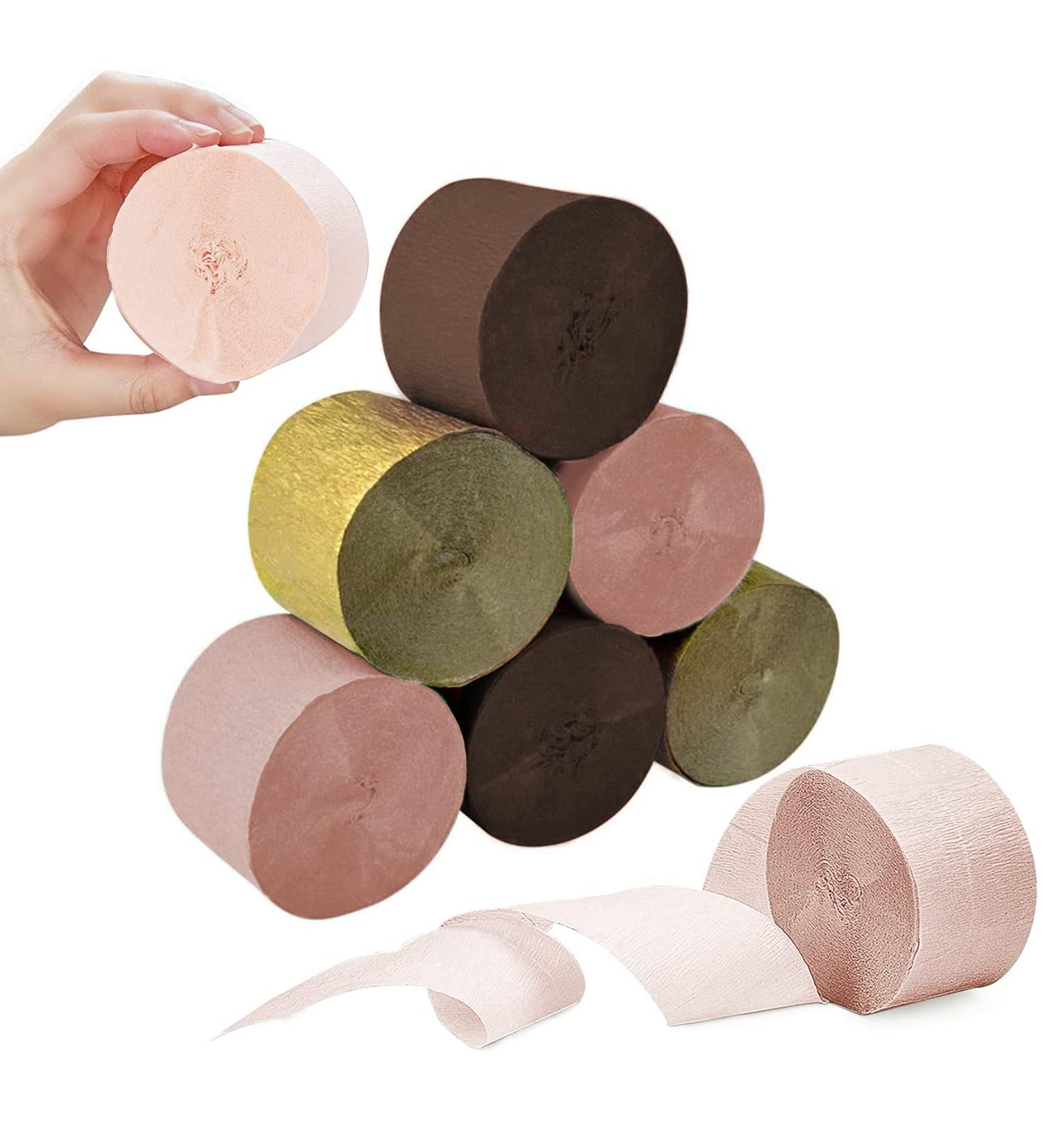 Rose Gold Crepe Paper Streamers Party Decorations - 8 Rolls for Bridal Shower, Wedding, Birthday - DIY Tassels & Flower Making - 1.8 Inch x 82 Ft/Roll - Buy Online on GoSupps.com