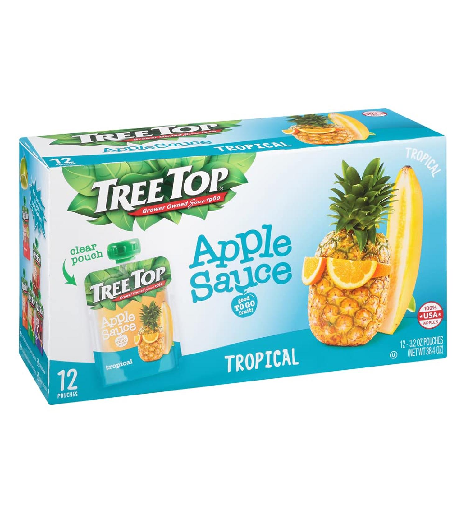 Tree Top Tropical Apple Sauce Pouches 3.2 oz - Pack of 12 | Tropical Flavored Snack Pouches - Buy Online on GoSupps.com