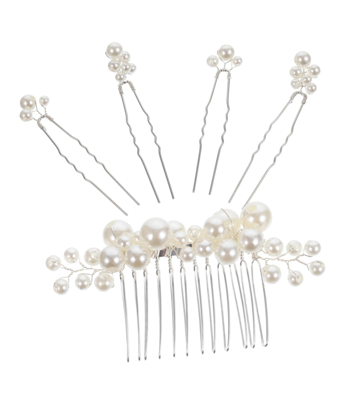 DOITOOL 1 Set Hair Jewels for Women Barrettes for Girls Pearl Hair Clips Girl Hair Clips Hair Comb Clip Pearl Hair Comb Bride Headdress Bride Decor Hairpin Metal Vintage Women's - Buy Online on GoSupps.com
