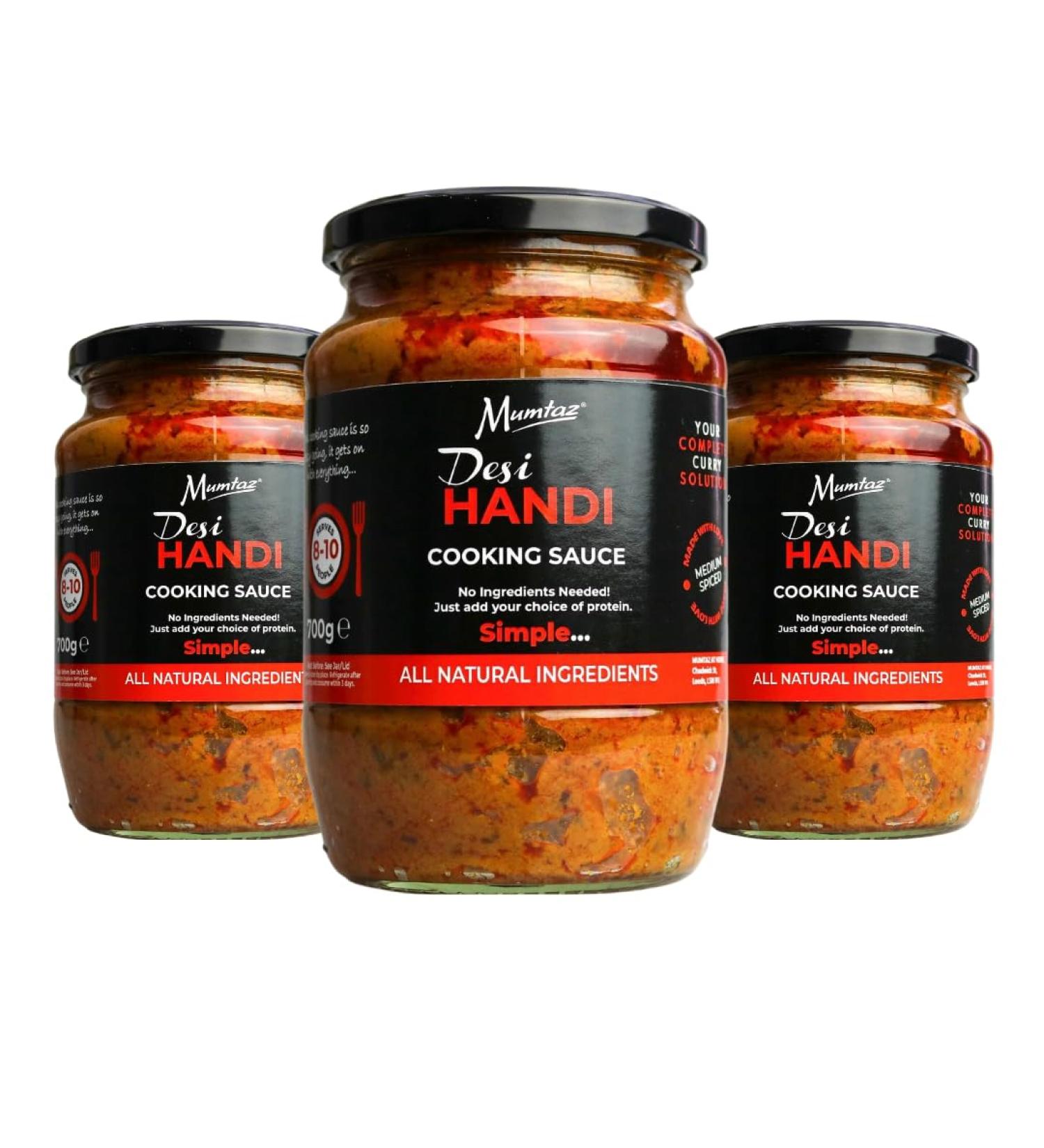 Mumtaz DESI HANDI Indian Curry Cooking Sauce 700g Pack of 3 Restaurant Quality at Home - Medium Spiced Serves 8-10 - All Natural Ingredients- Gluten Free- Vegetarian Friendly. - Buy Online on GoSupps.com
