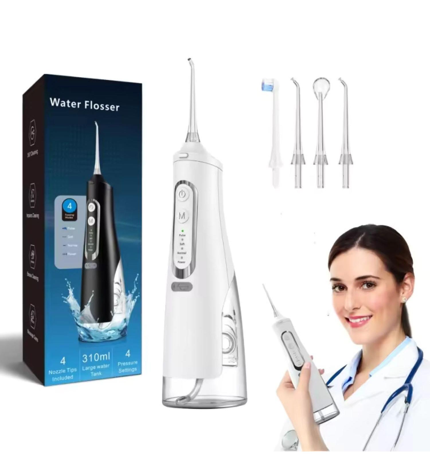 Water Flosser for Daily Teeth Cleaning - Smart Electric Oral Care with 310ML Tank | Portable Oral Irrigator (White) - International Shipping Available - Buy Online on GoSupps.com