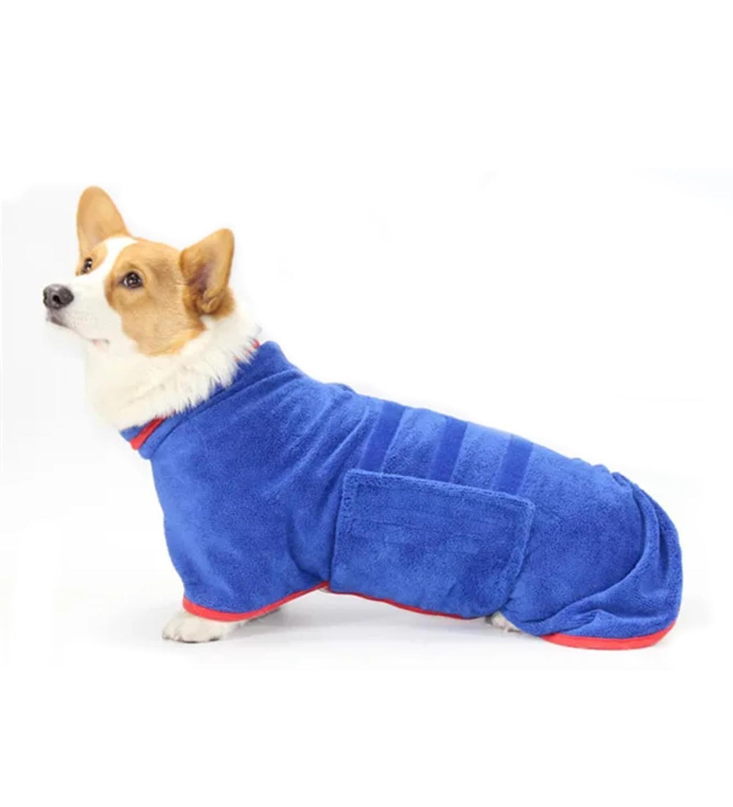Bibykivn Dog Bathrobe - Super Absorbent Microfiber Cuddle Robe for Pets | Adjustable Velcro Fastener | Quick Drying - Size S Blue - Buy Online on GoSupps.com