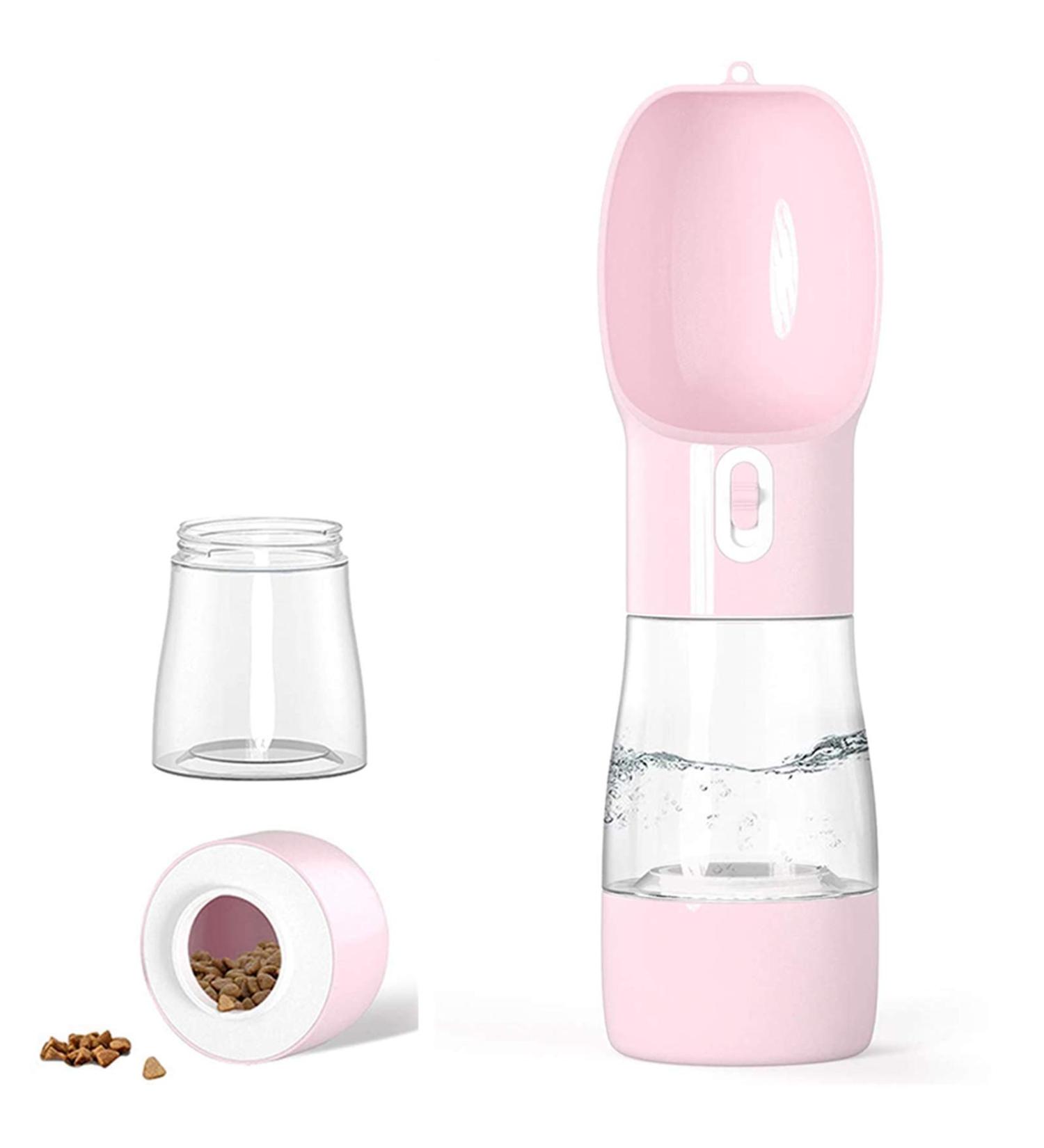 Misthis Portable Dog Travel Water Bottle - Pink | Outdoor Pet Drinking Cup for Walking, Traveling, Hiking - Dispenser & Food Bowl for Dogs and Cats - Buy Online on GoSupps.com