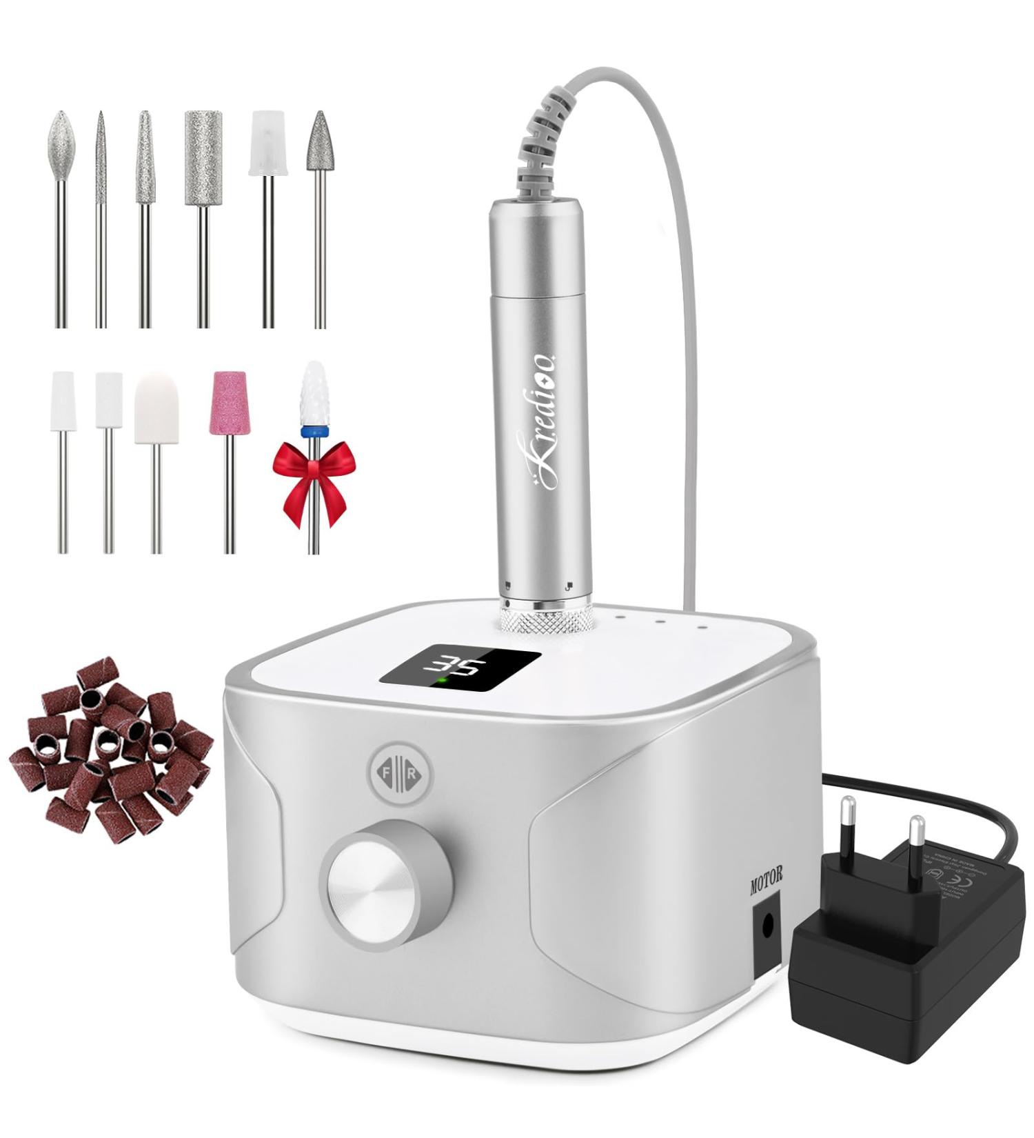 Premium 35000 RPM Credit Cutter Set for Gel & Acrylic Nails - 11 Bits & LED Display | Ideal for Nail Studios & DIY Enthusiasts - Buy Online on GoSupps.com