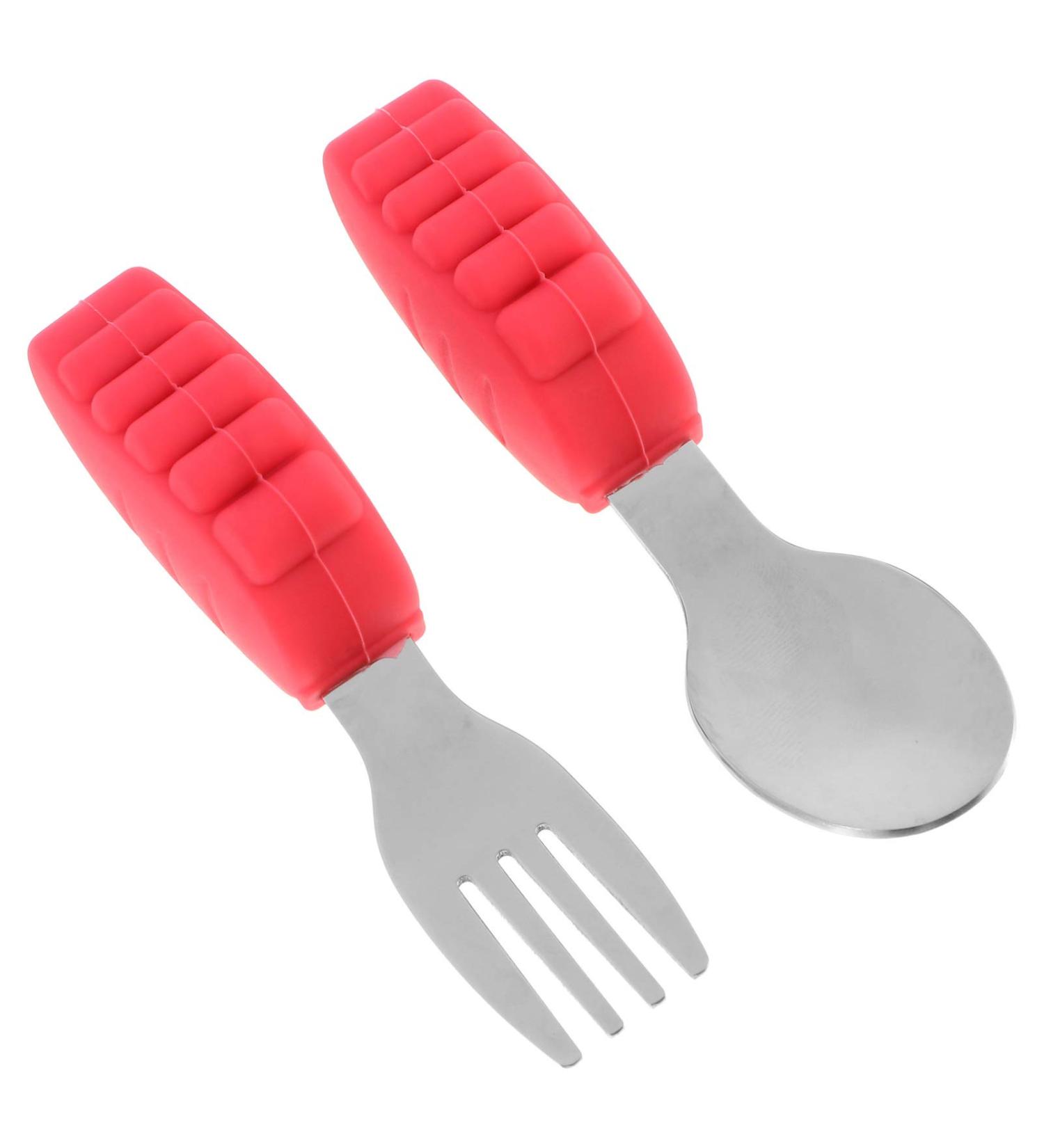 Toyandona 2pcs Baby Spoon Fork Set with Silicone Carrot Handle - Infant Training Cutlery - Red Feeding Set for Kids - Buy Online on GoSupps.com