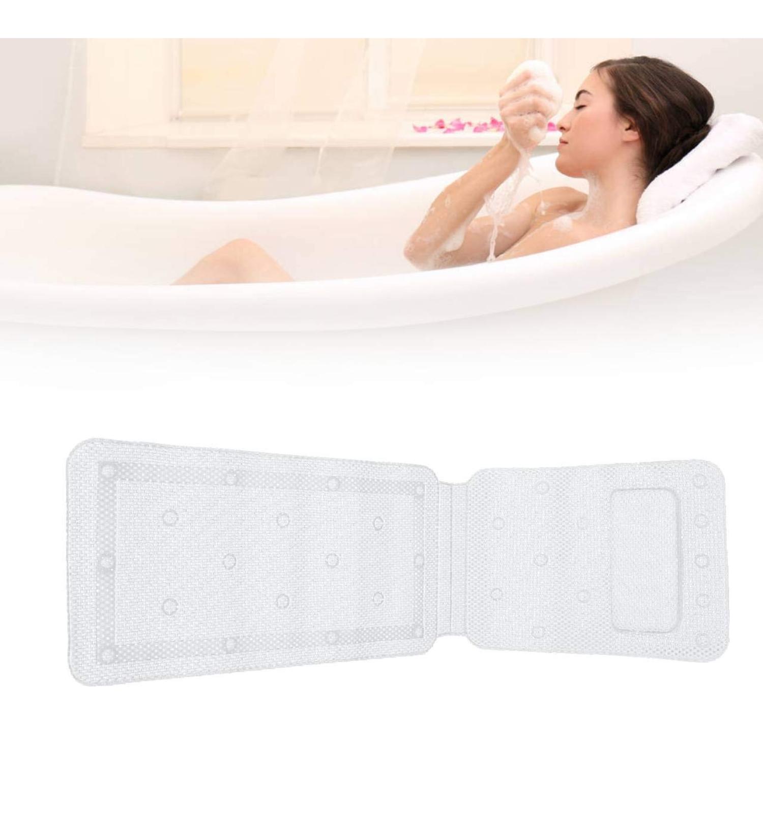 Soft Bath Cushion Pillow for Tub - Comfortable Neck Support with Extra Long Mat - 49.2 x 14.2 Inch - Bath Accessories - Buy Online on GoSupps.com