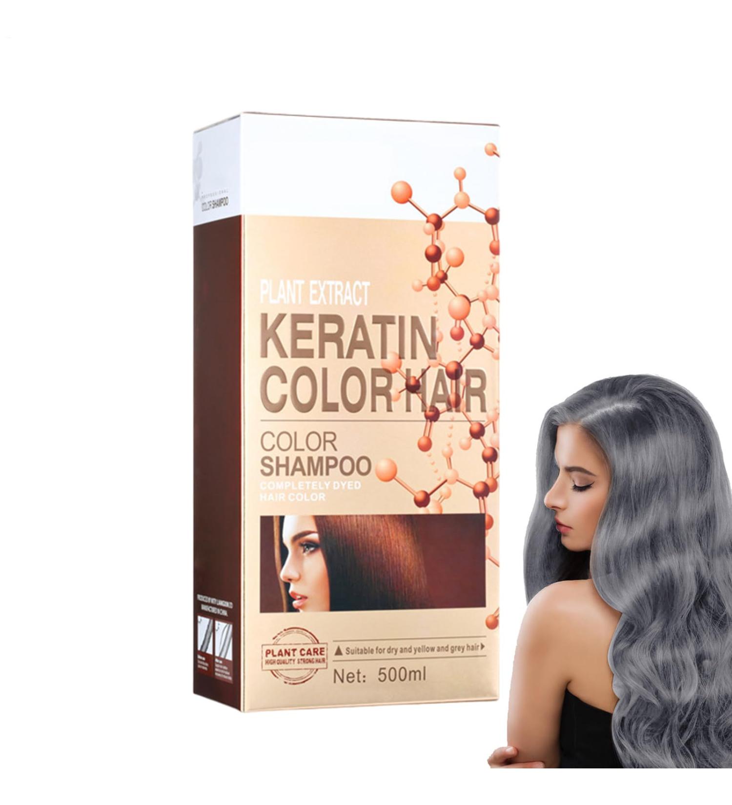 Zankie Silver gray hair color shampoo natural hair color shampoo 6in1 hair dye covers gray hair longlasting color shampoo for men and women for gray hair 500 ml - Buy Online on GoSupps.com