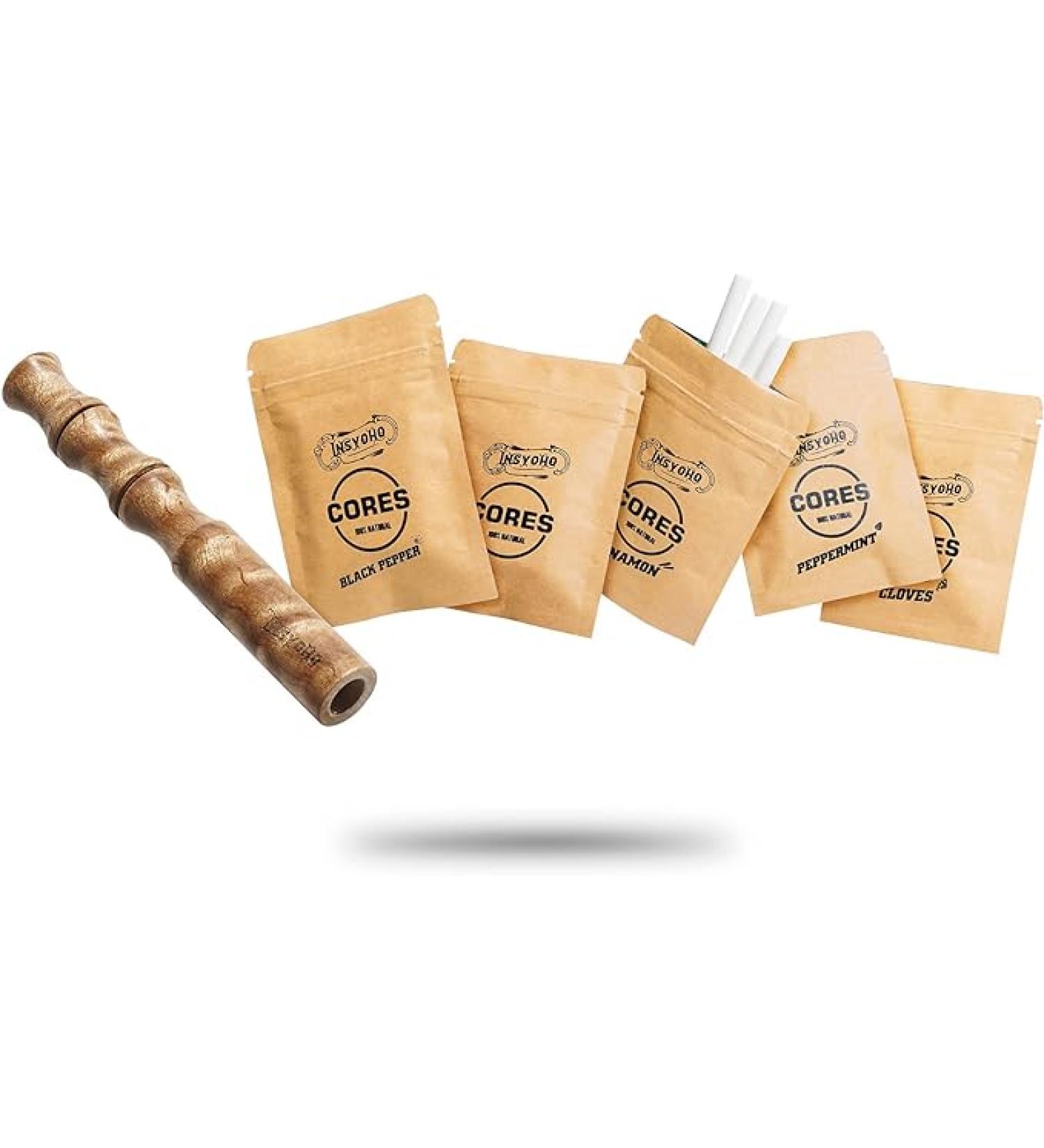 INSYOHO Wooden Vapour Less Inhaler with Nicotine-Free Aromatherapy Diffuser - Limited Edition Golden Camphor - Buy Online on GoSupps.com