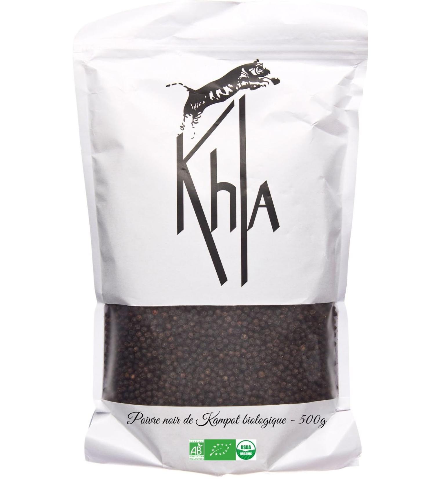 Khla Kampot Pepper Black Bio 500g - Organic Black Peppercorns from Cambodia - Direct from Producer - Premium Quality for Mills - Buy Online on GoSupps.com