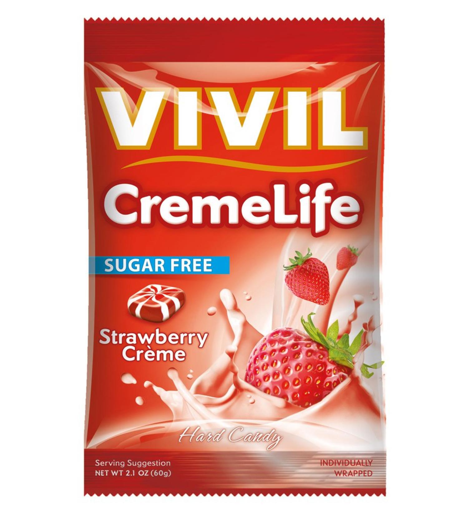 Vivil Cr me Life Classic Sugar Free Strawberries & Cr me 60g