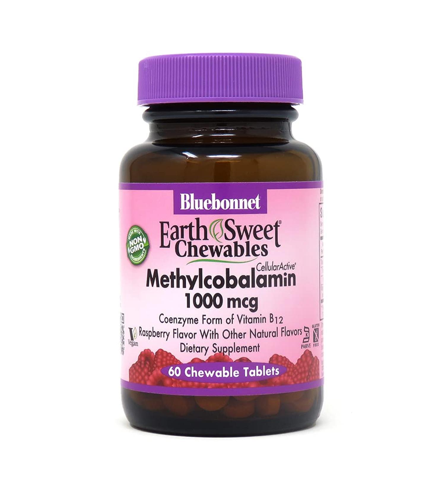 Bluebonnet Nutrition EarthSweet Chewables Methylcobalamin 1000 mcg - Natural Raspberry Flavor (60 Tablets) - Buy Online on GoSupps.com
