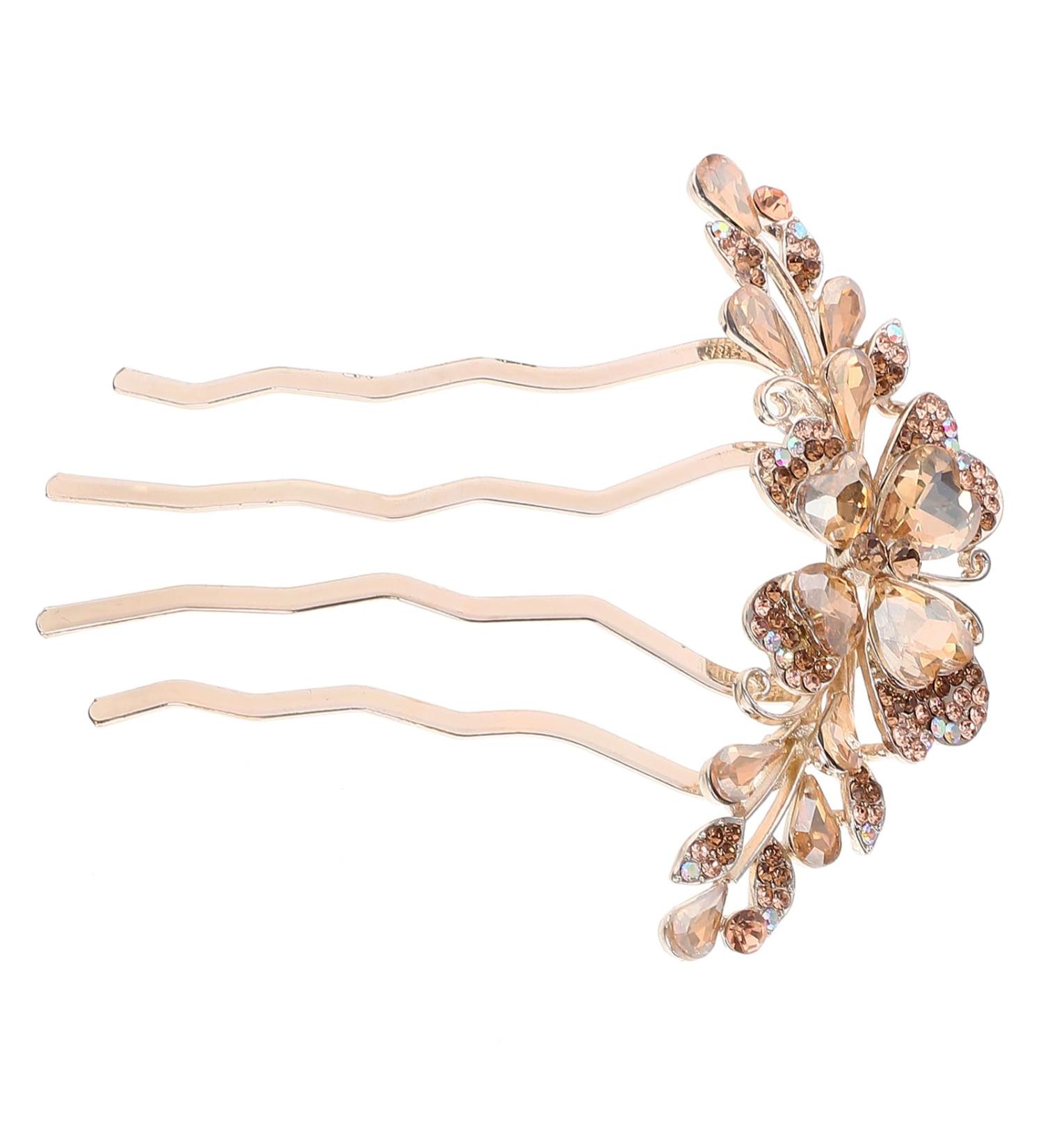 Beatifufu Hair Comb Bride Hair Accessories Hair Side Comb Rhinestone Clips Rhinestone Hair Clips Hair Accessories for Women Rhinestone Side Comb Tiara Metal Hair Piece Women's Korean Version - Buy Online on GoSupps.com