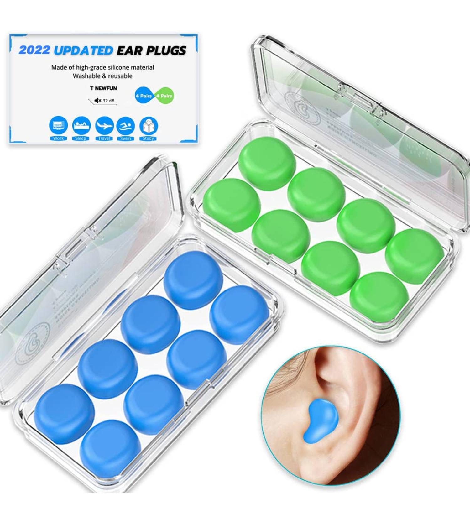 2021 Waterproof Reusable Silicone Ear Plugs - 8 Pairs for Sleeping, Swimming, and Snoring - 32dB Noise Cancelling - Highest NRR - Buy Online on GoSupps.com