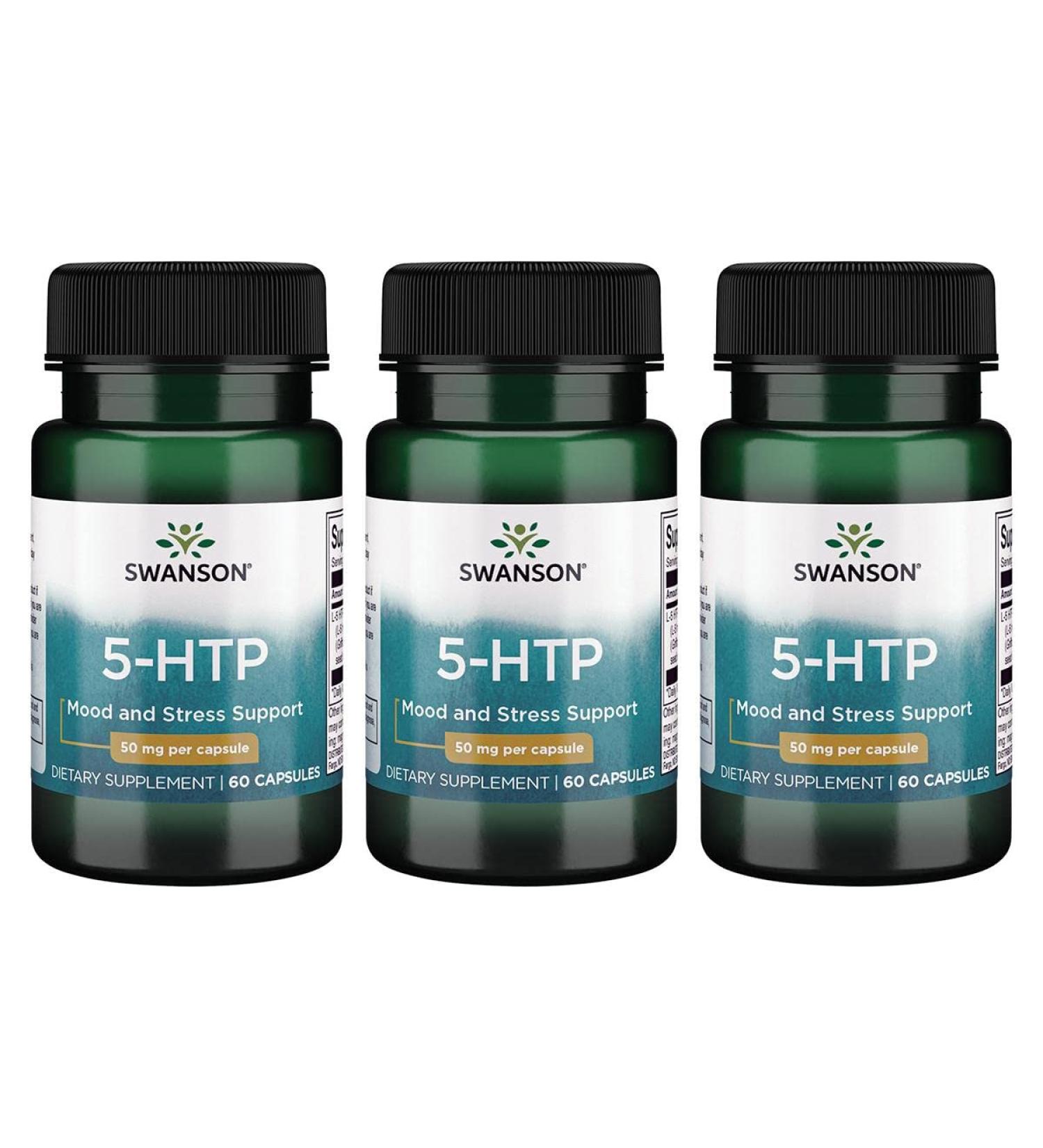 Swanson Premium Extra Strength 5-HTP Amino Acid - 50mg | 60 Capsules (3 Pack) - International Shipping Available - Buy Online on GoSupps.com