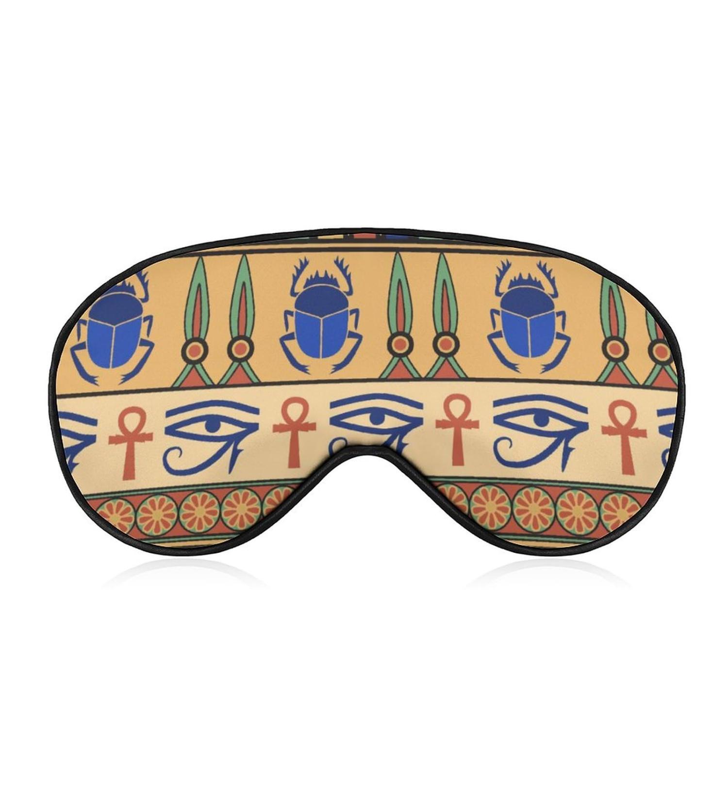 Egyptian Ornament Sleep Mask Eye Cover for Sleeping Blindfold with Adjustable Strap Blocks Light Night Travel Nap for Men Women - Buy Online on GoSupps.com