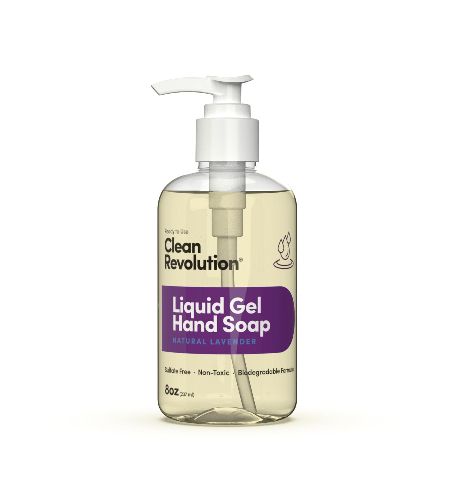 Clean Revolution Liquid Gel Hand Soap Silky Rich Liquid Quick Lather Fast Rinsing Contains Real Essential Oils (Natural Lavender) 8 Fl Oz (Pack of 6) - Buy Online on GoSupps.com