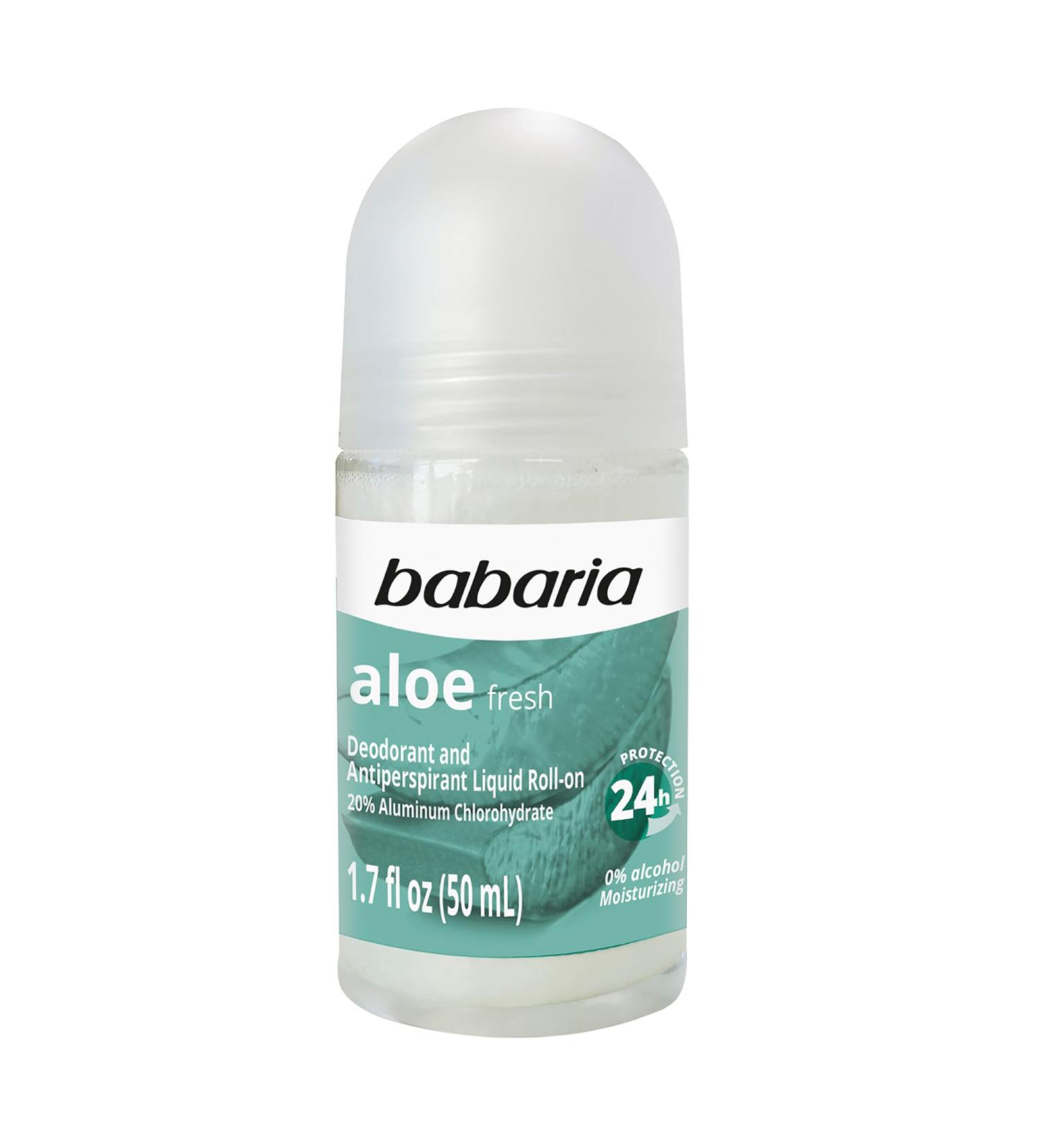 Babaria Roll-On Deodorant Aloe - Alcohol-Free Antiperspirant for Women and Men with 24-Hour Protection - Moisturizing Anti Sweat Deodorant - 1.7 oz - Buy Online on GoSupps.com