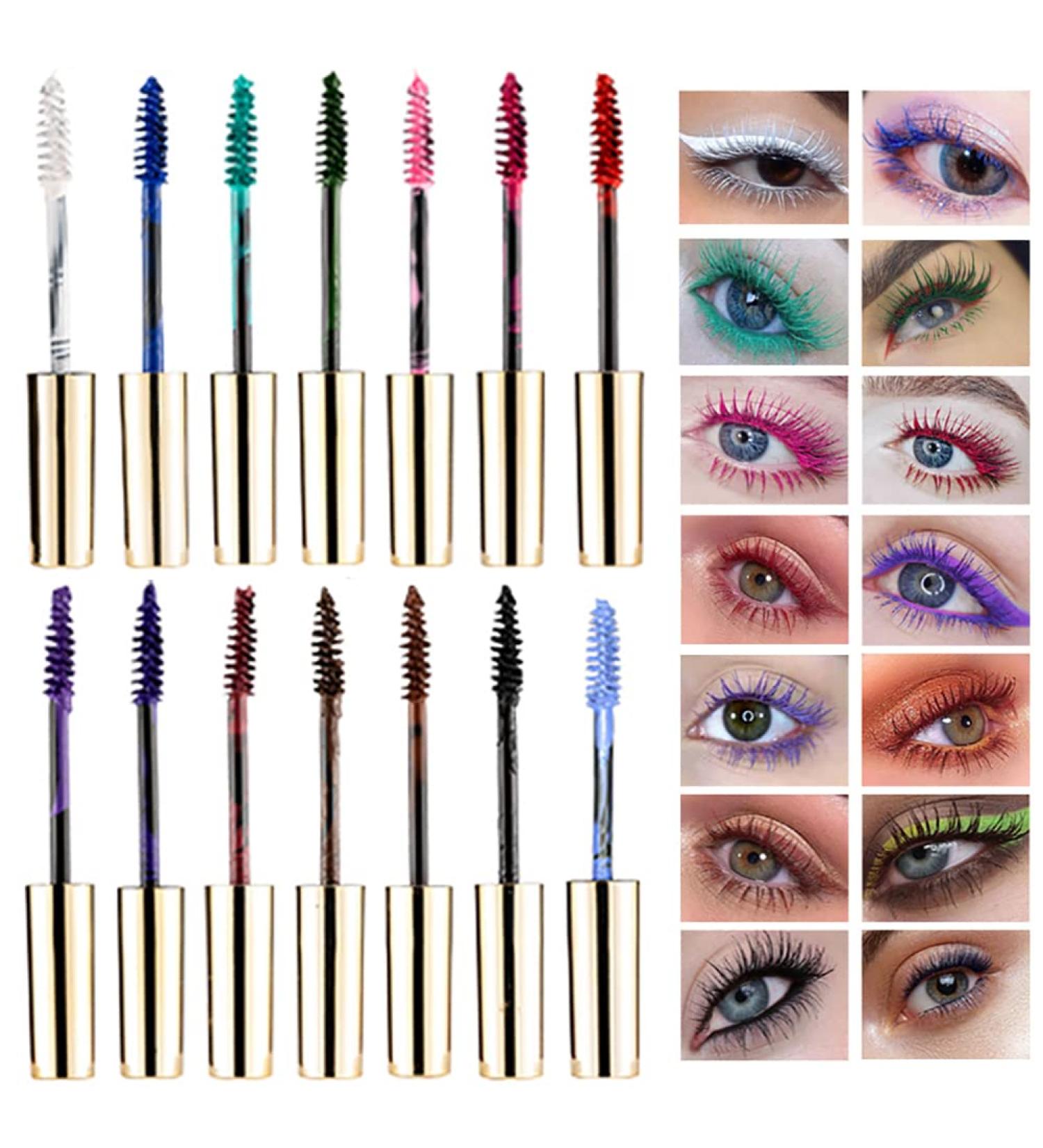 Colored Mascara Set - 14 Waterproof Colors for Voluminous Eyelashes | Fast Dry, Curling, No Flaking, No Clumping | False Lash Effect | Perfect for Eye Makeup - Buy Online on GoSupps.com