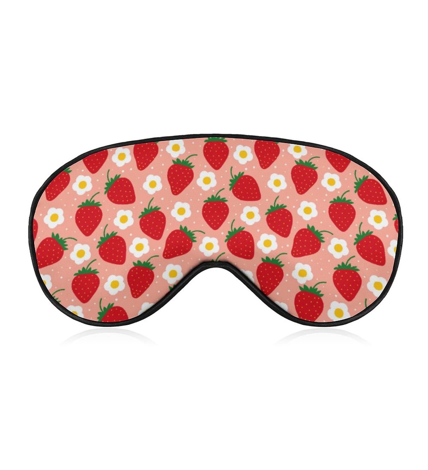 Buy Strawberry Fruit & Flowers Sleep Mask for Women | Adjustable Eye Shades with Elastic Strap - Perfect Sleep Accessories - Buy Online on GoSupps.com