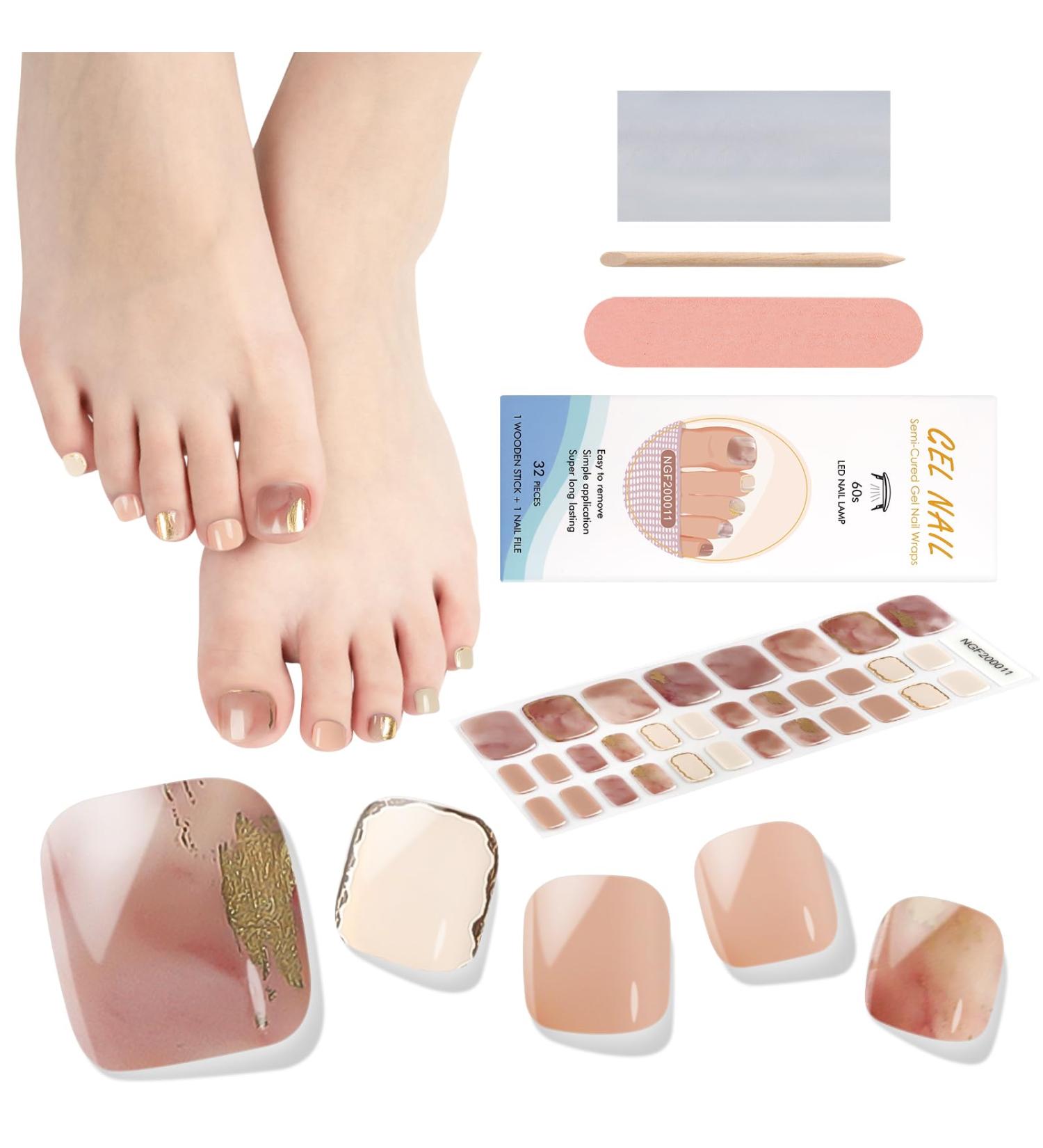 EBANKU 32 PCS Gel Nail Strips Toeail Wraps with Nail File - UV/LED Lamp Required - Buy Online on GoSupps.com