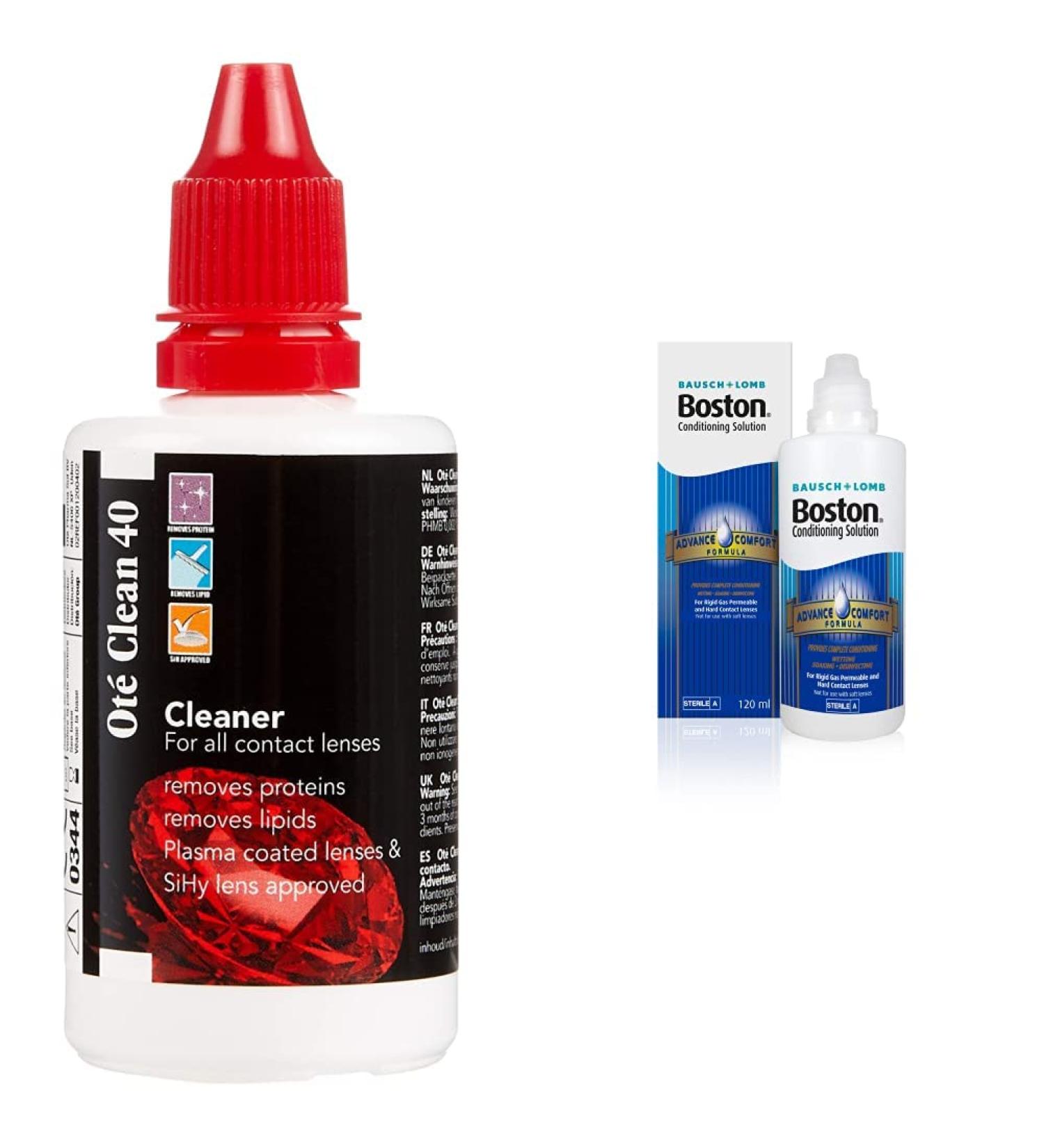 Ote Clean Cleaning Aid White One Size & Boston Advance Conditioning Solution 120ml - Condition your Lenses - Cushions and Rehydrates for Comfortable Wear + Conditioning Solution - Buy Online on GoSupps.com
