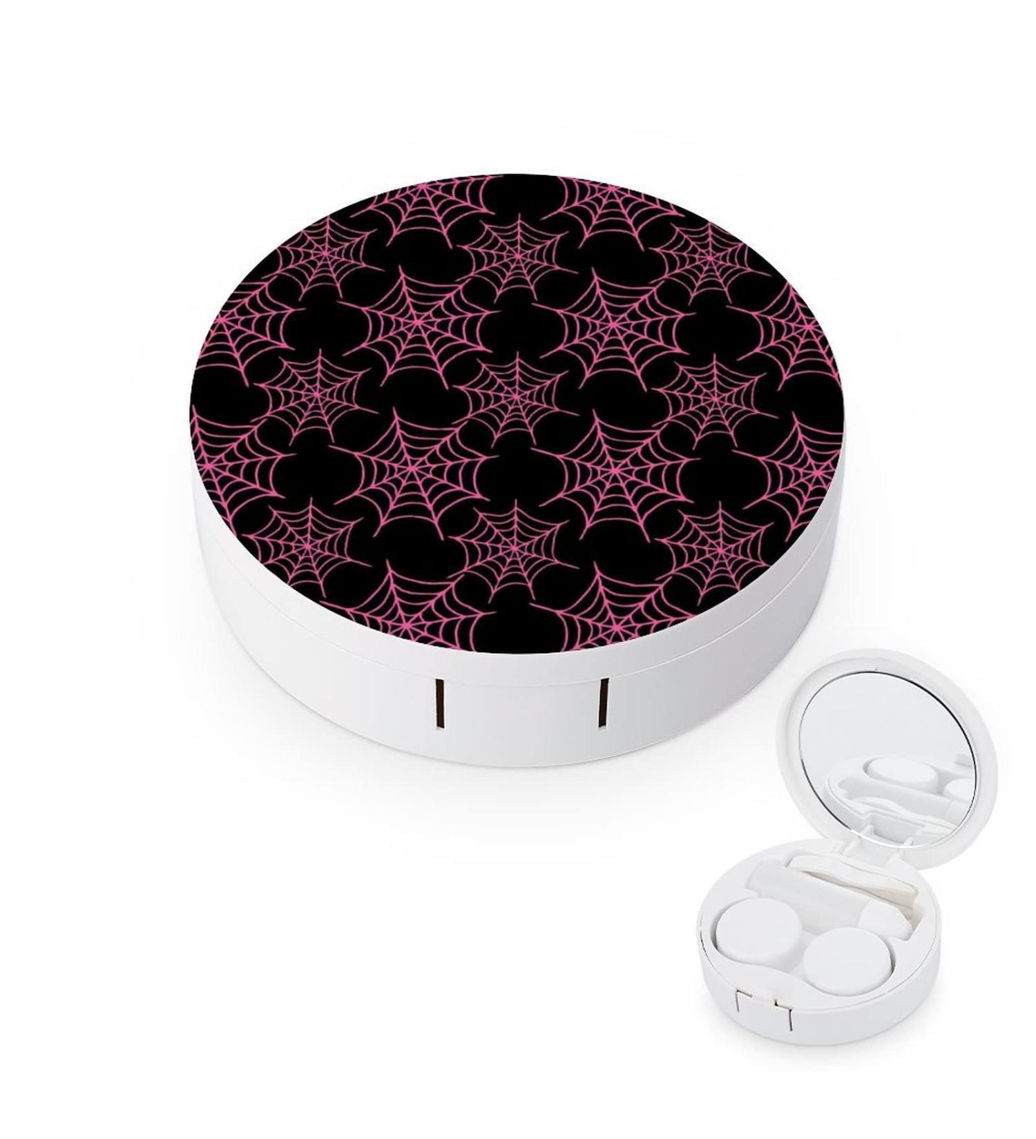 Shop Bagea-Ka Halloween Spider Contact Lens Case | Black Purple Spiderweb Pattern Eye Care Kit with Mirror Tweezers & Solution Bottle Perfect for Travel & Home - Buy Online on GoSupps.com